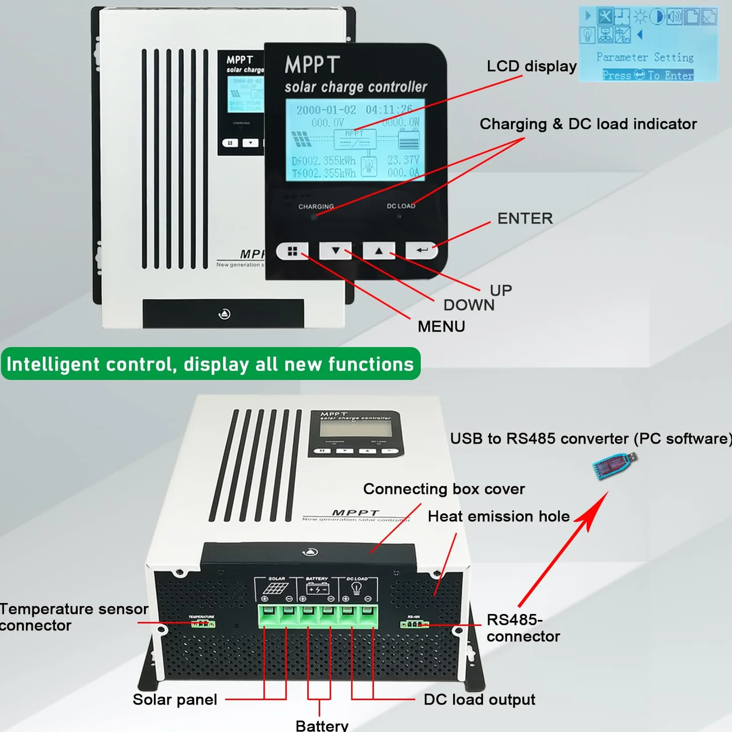 Cargador MPPT, 96 V, 65 A, 48 V, 60 V, 72 V, controlador de energía solar, regulador de energía solar, CC 180 V, para sistema solar de apagado y encendido, batería de litio AGM Flooded