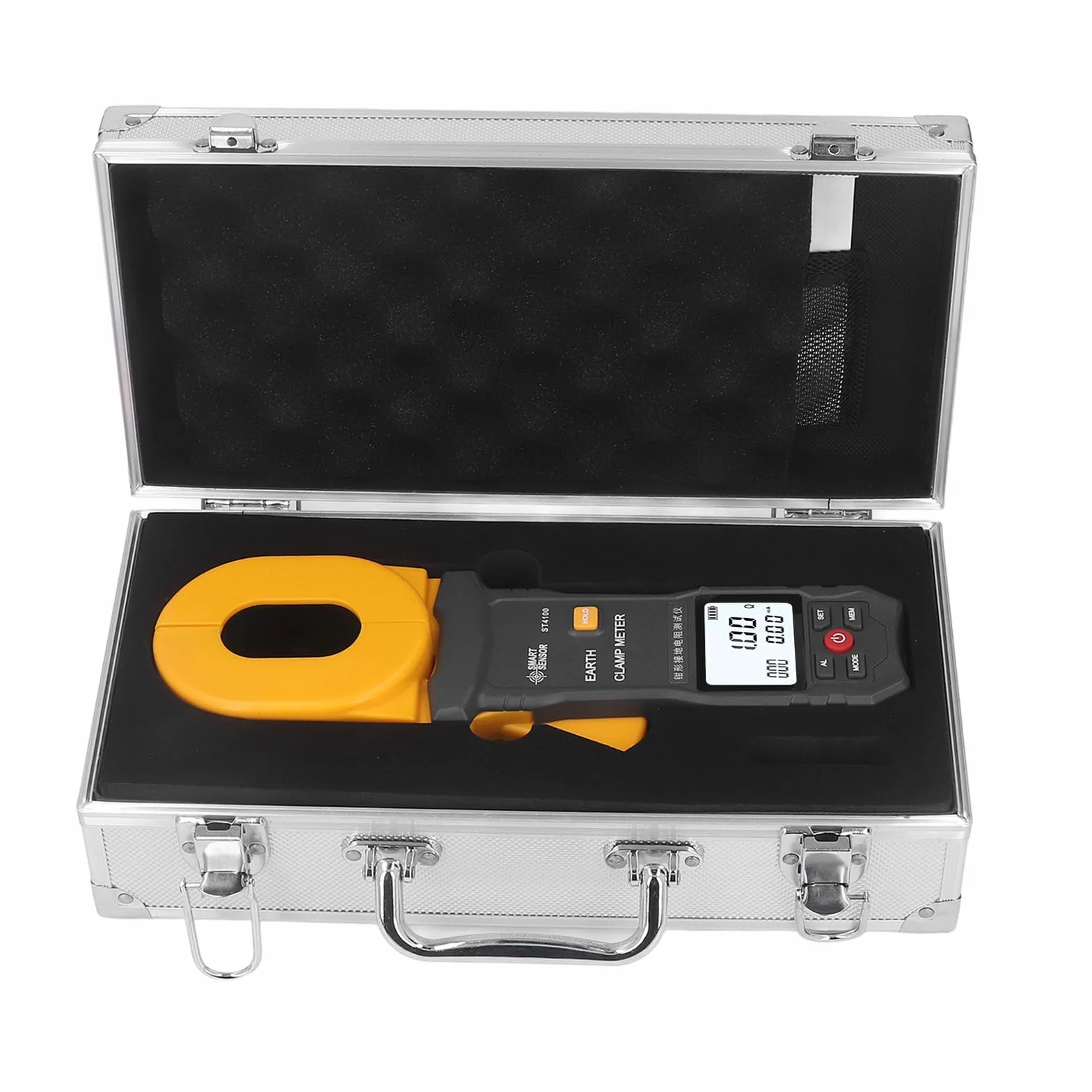 flexman ST4100 Medidor de Resistencia a Tierra con Abrazadera Digital LCD, Probador de Medidor de Resistencia a Tierra con Abrazadera de Apagado Automático Portátil para Sala de Computadoras