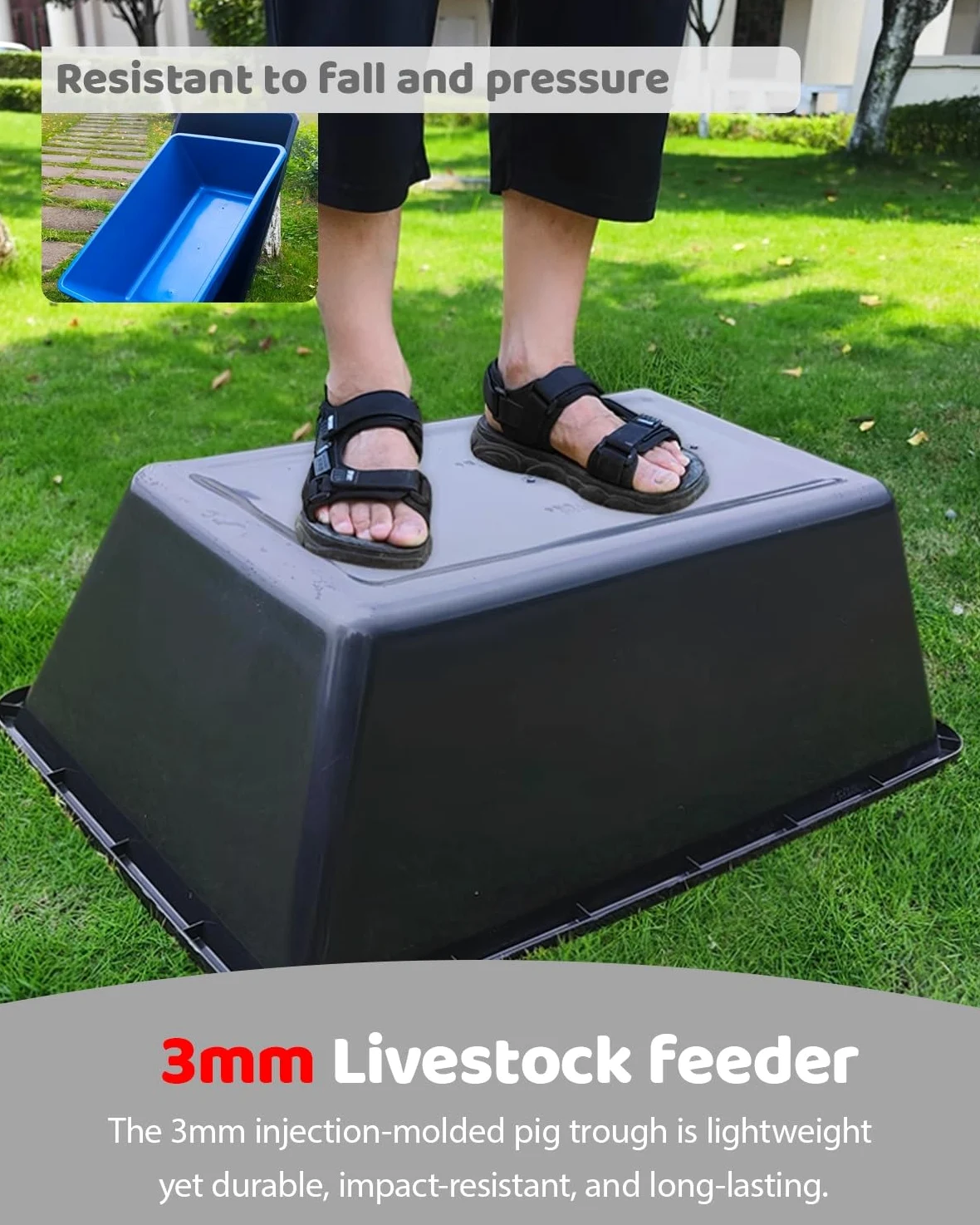 Comedero para Cerdos Comedero y Bebedero de Grano para Ovejas, Gran Capacidad (paquete de 2 O 4 Unidades), Comedero para Terneros, Cerdos y Ganado, Fácil de Limpiar, Comedero para Caballos y Alpacas.(