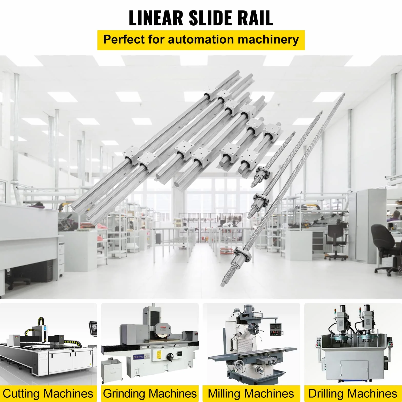 VEVOR SBR20 Guía Lineal Kit Deslizamiento Rodamiento 300-1000mm C7 Tornillos Bola