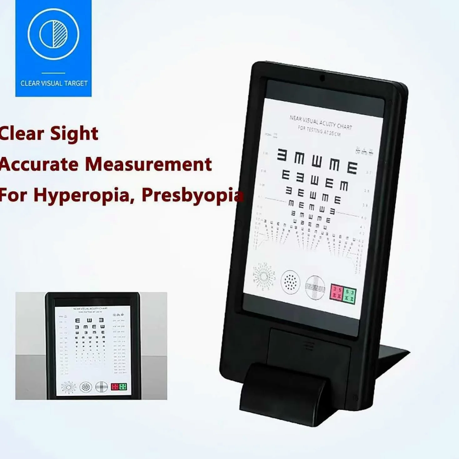 Tabla de visión, gráfico de optotipos LED de doble cara con brillo ajustable para detección de visión cercana y lejana
