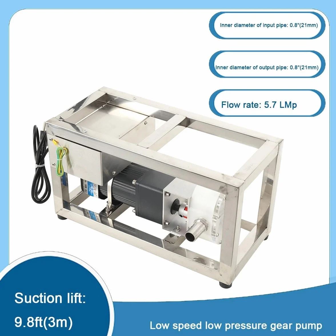 Bomba de Transferencia de Miel de 10 l/min, Bomba para Miel líquida con Velocidad Ajustable, Bomba para Pasta líquida Viscosa con Tubo de 3 m, Equipo de Bombeo eléctrico de Engranajes
