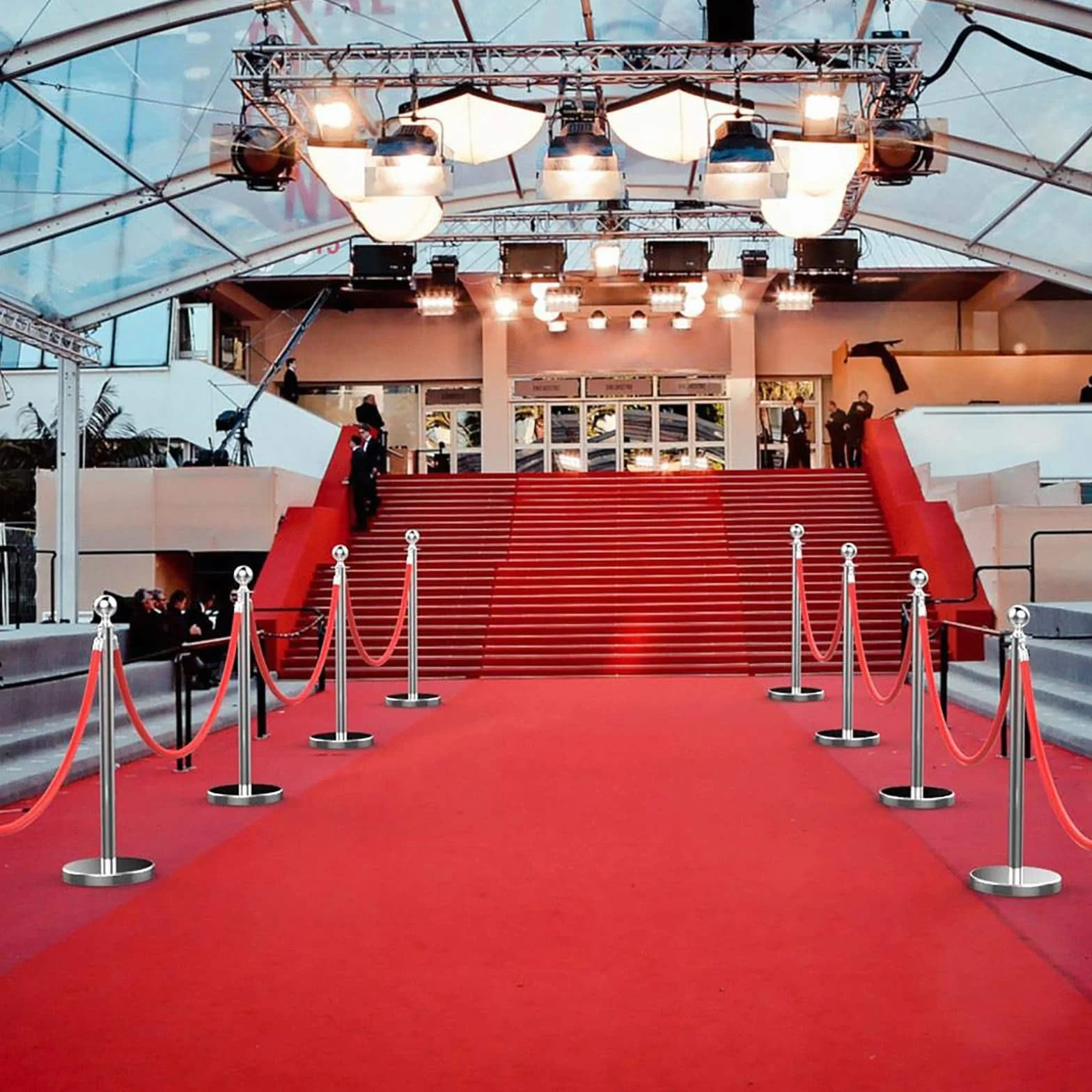 Stanchion Rope Crowd Control Queue Barrier 2 Pcs Red Safety Barrier Ropes 3-16.4ft Length for Exhibition