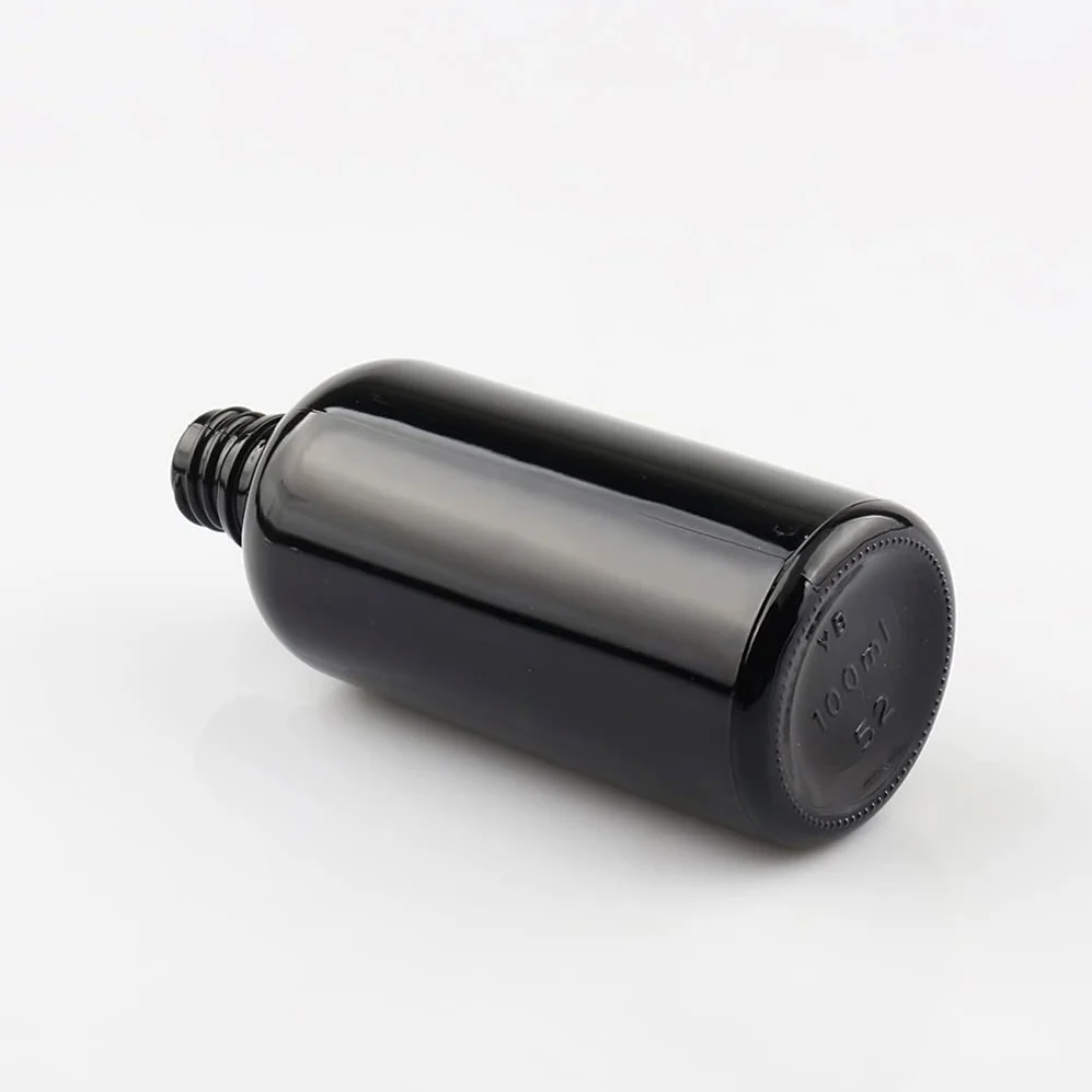 12 Pieza,Botella de Aceite Esencial Negro brillante de 100 Ml, Fácil de Llenar, Botellas de Cristal con anillo de Negro y pipeta,para Aceite Esencial, Masaje,Fragancia, Aromaterapia
