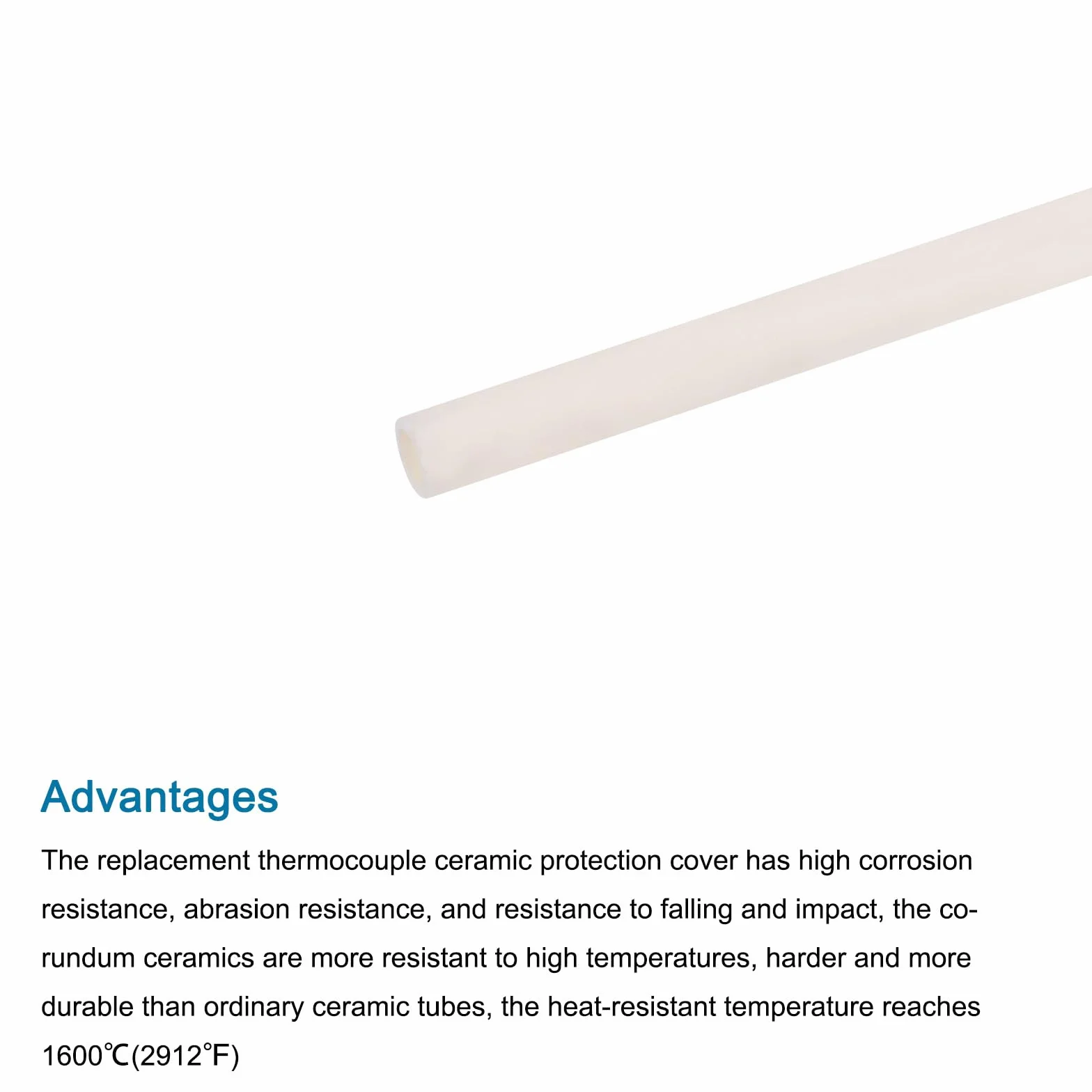 QUARKZMAN Tubo de Protección de Cerámica para Termopar 5x8x100mm Beige Orificio Único