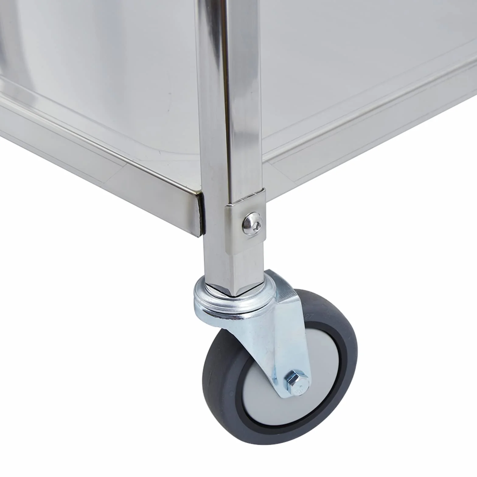 Carro de Servicio de Acero Inoxidable con 4 Ruedas, Carrito de Restaurante con 2 Estantes (75 * 40 * 83 cm)