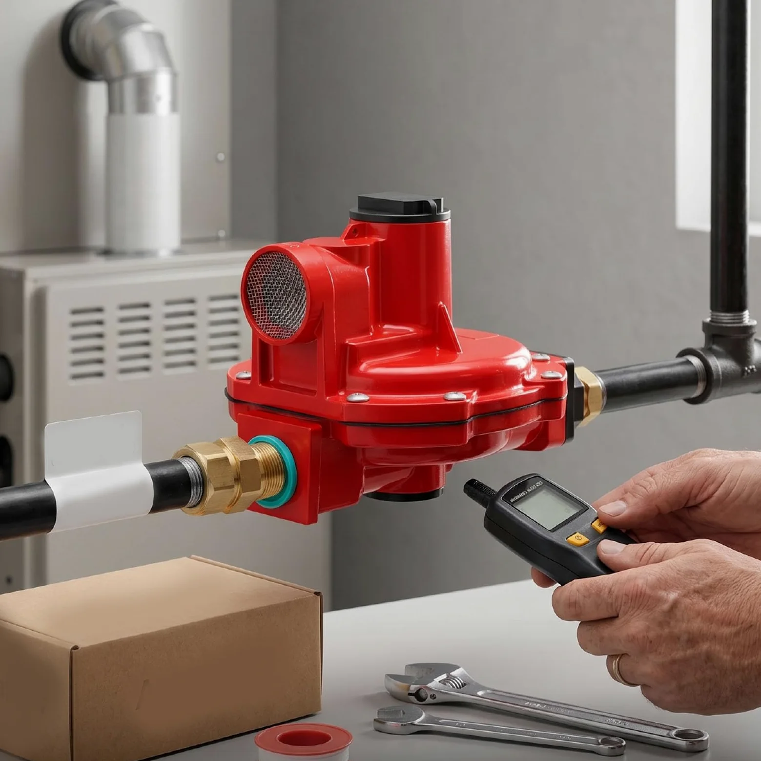 Regulador de Gas Natural R622HBGJ, 8-12 PSI Ajustable 1/2 Pulgada NPT Salida de Entrada Regulador de Gas de Primera Etapa, Propano para Residencial Comercial Industrial