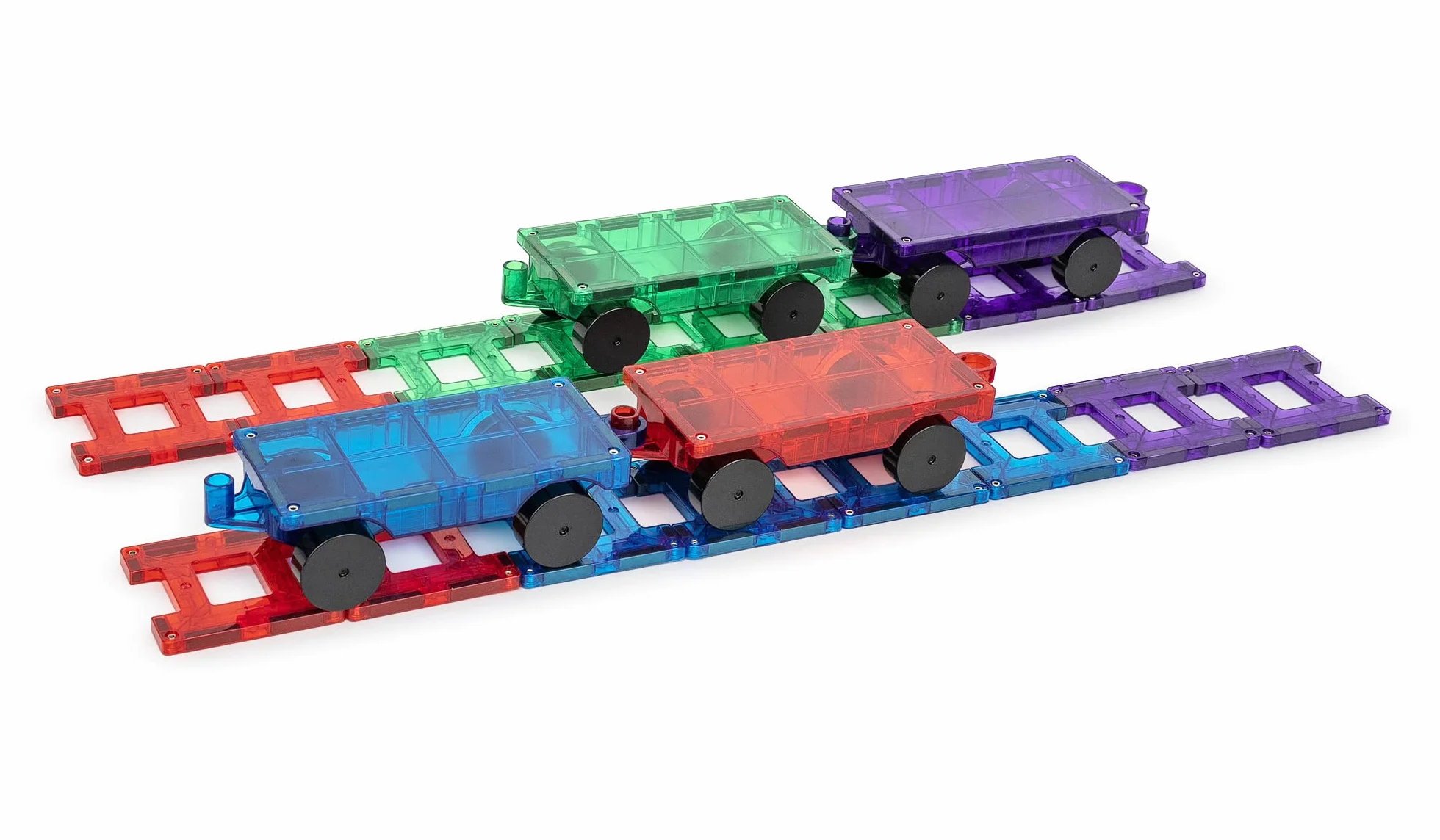 Playmags 20 Piezas Juego de Tren con Imanes Fuertes y Azulejos de Color Vívido