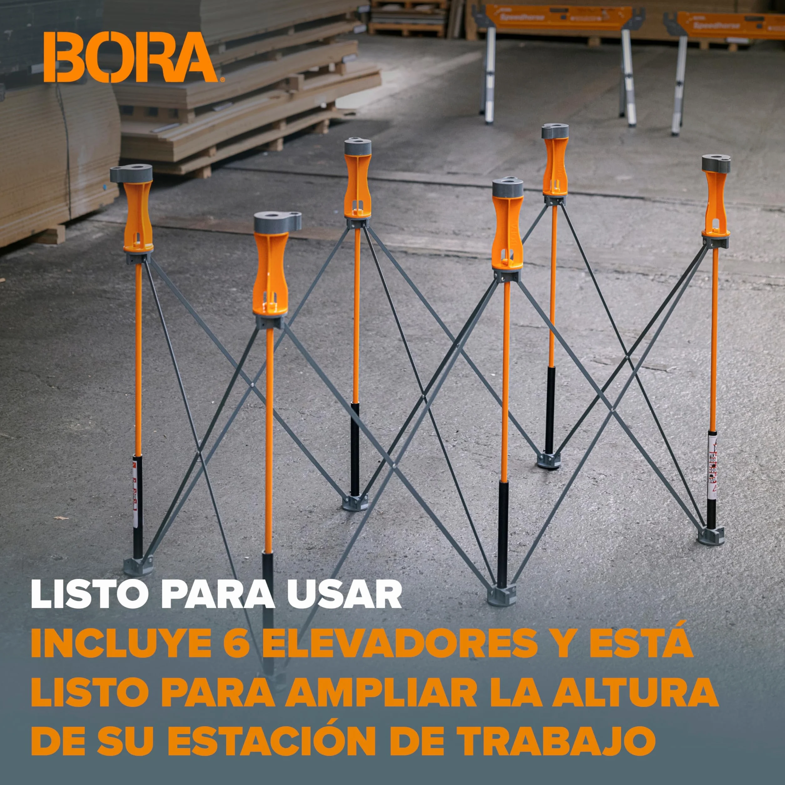 Bora Centipede CA0506 Juego de 6 Elevadores para Soportes de Trabajo Naranja
