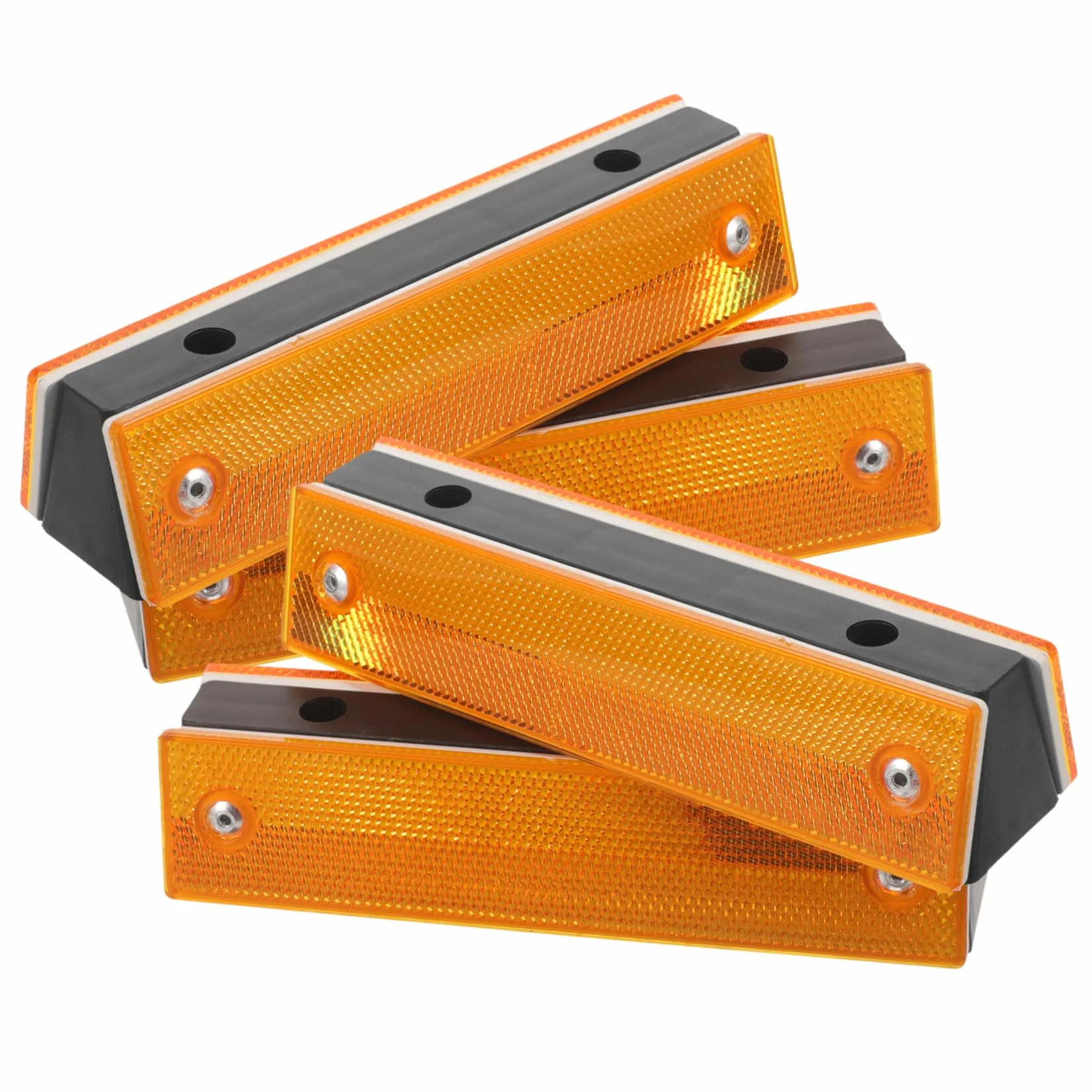 Marcadores Reflectantes Rectangulares Abs Naranja Doble Cara Alta Visibilidad Paquete 4 Piezas
