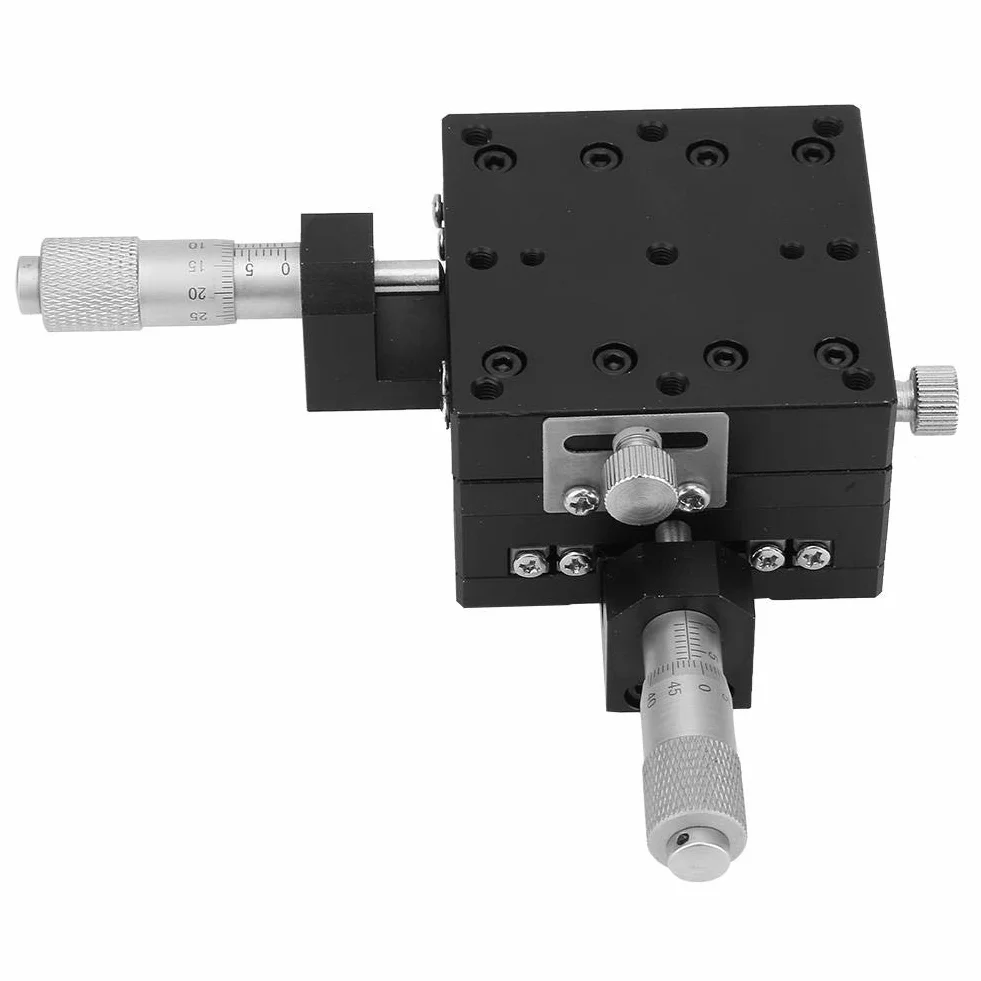 Keenso XY-Lineartisch SEMY60-AC - Micrometro Manual de precisión, Plataforma de Desplazamiento Lineal, cojinete de Desplazamiento, Mesa corredera, guía de Rodillos XY, Eje de 60 x 60 x 40 mm