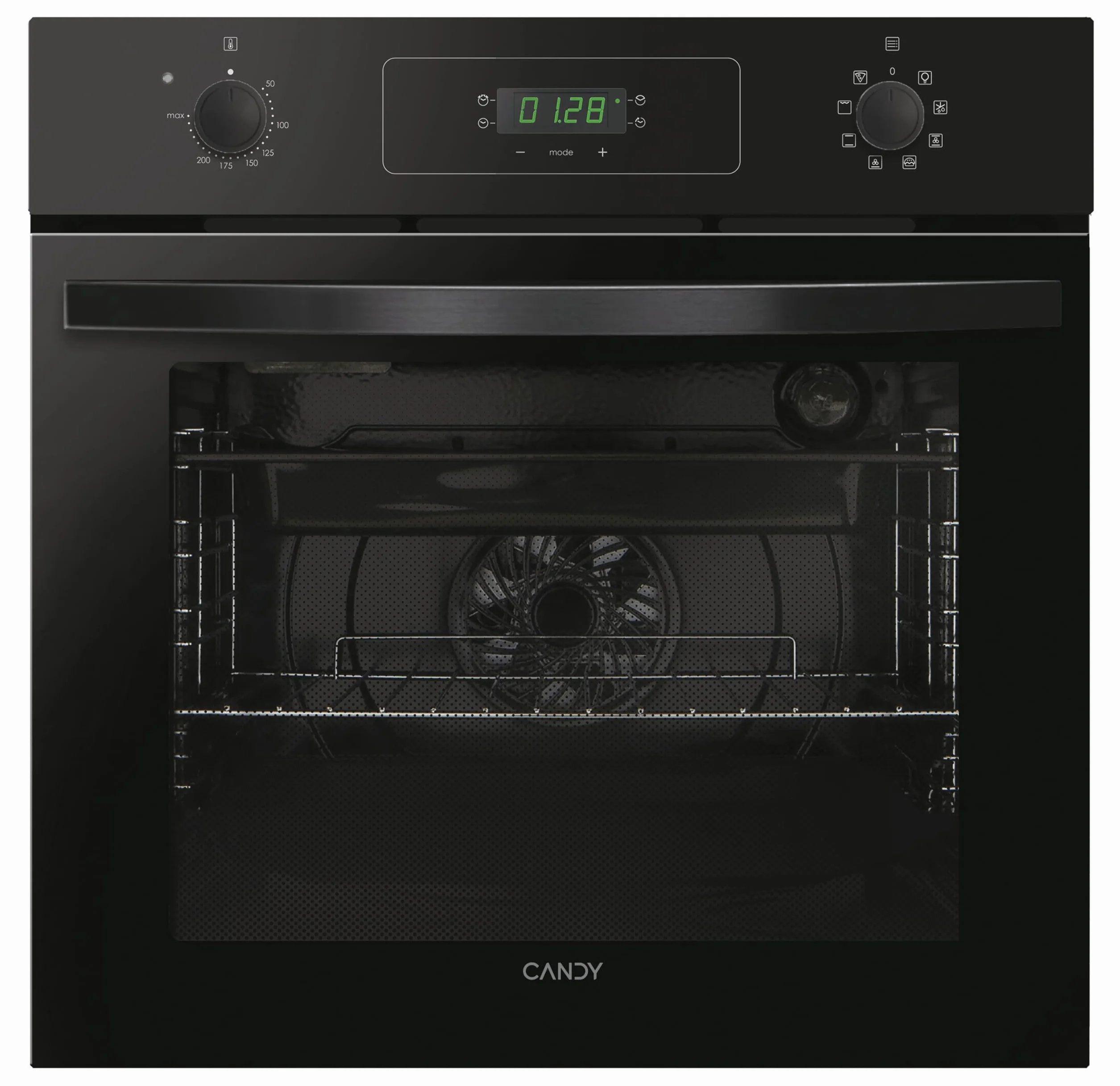 Candy Idea Horno Multifunción 65L 8 Funciones Ventilador Radial Limpieza Aquactiva Puerta Doble Cristal Negro
