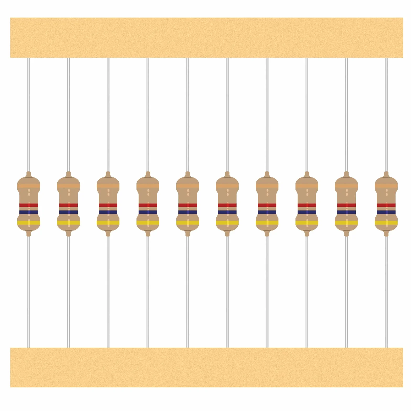 Kit 25 Valores 1/4W Resistencias de Película de Carbono 1 Ohmio a 1M Ohmio 5% Tolerancia