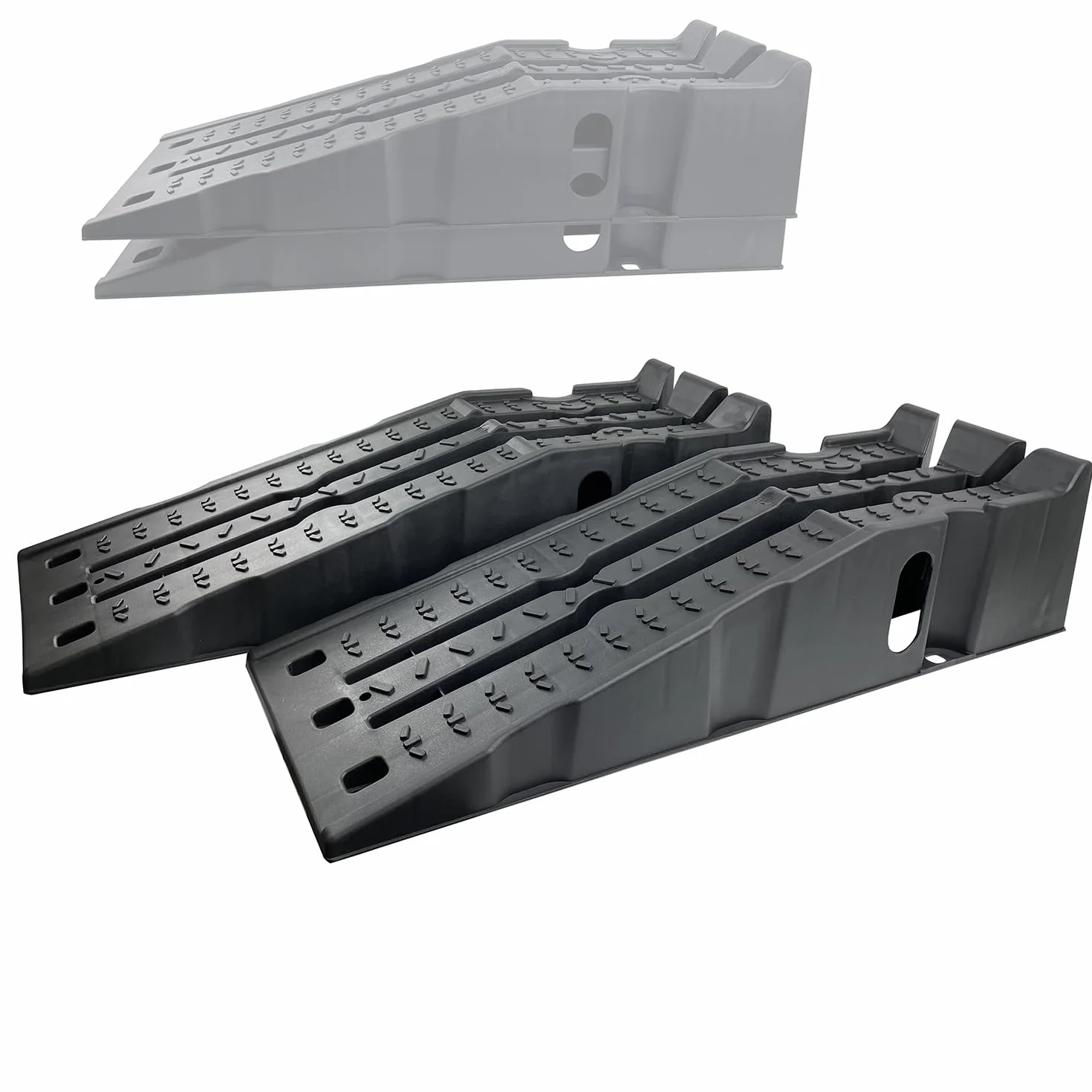 KATSU Tools Rampas de plástico para coche, 2 piezas, apilables, capacidad de 7.5 toneladas, rampas de garaje resistentes, 35.6 x 12 x 8.5 pulgadas, para levantar vehículos automotrices, servicio y