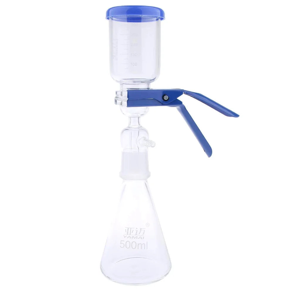 Aparato de filtración de 500 ml, unidad de filtración de laboratorio al vacío con embudo y abrazadera
