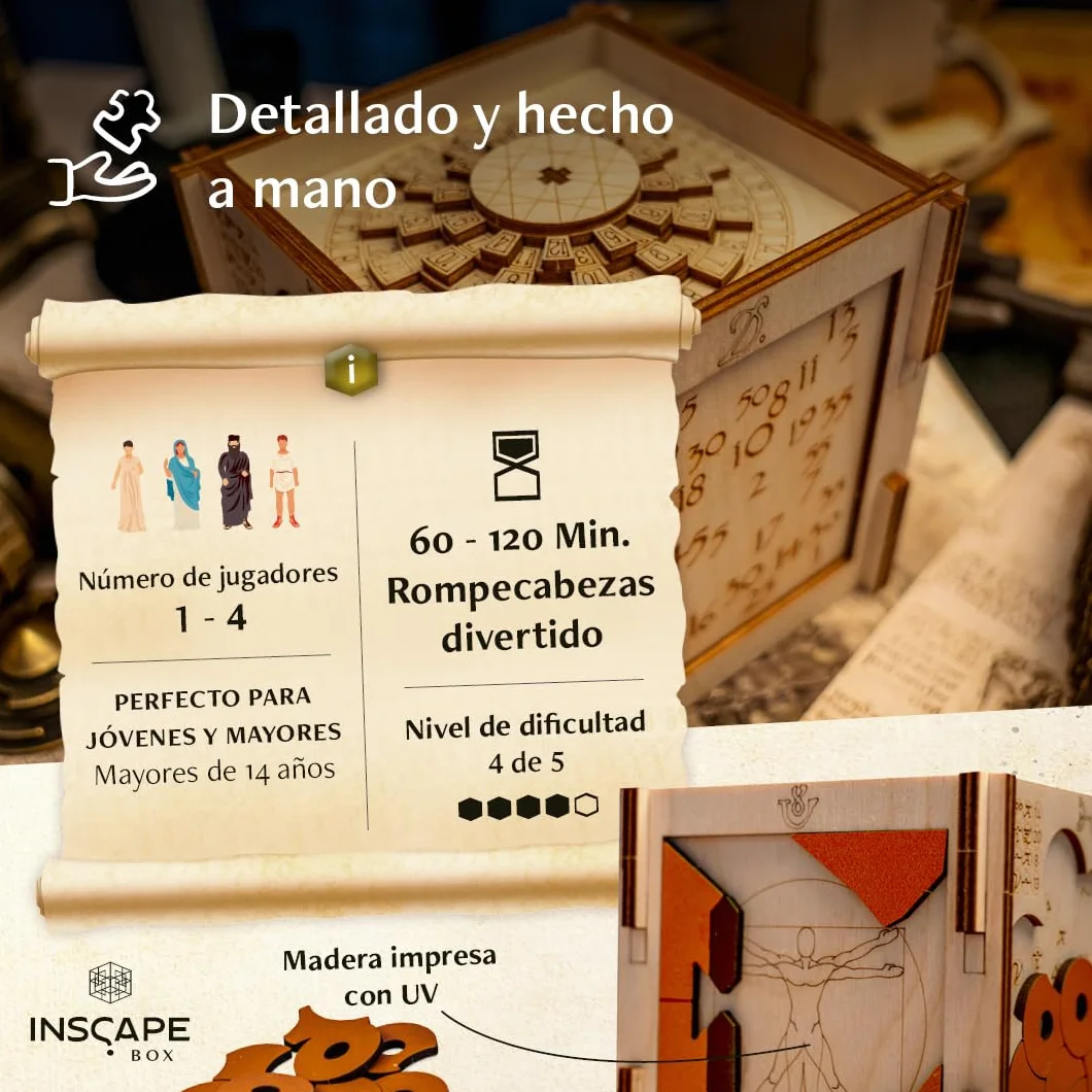 INSCAPE Da Vinci's Marvel Drewniane Puzzle 3D Caja Rompecabezas Cluebox Escape Room Gra dla Dorosłych i Dzieci