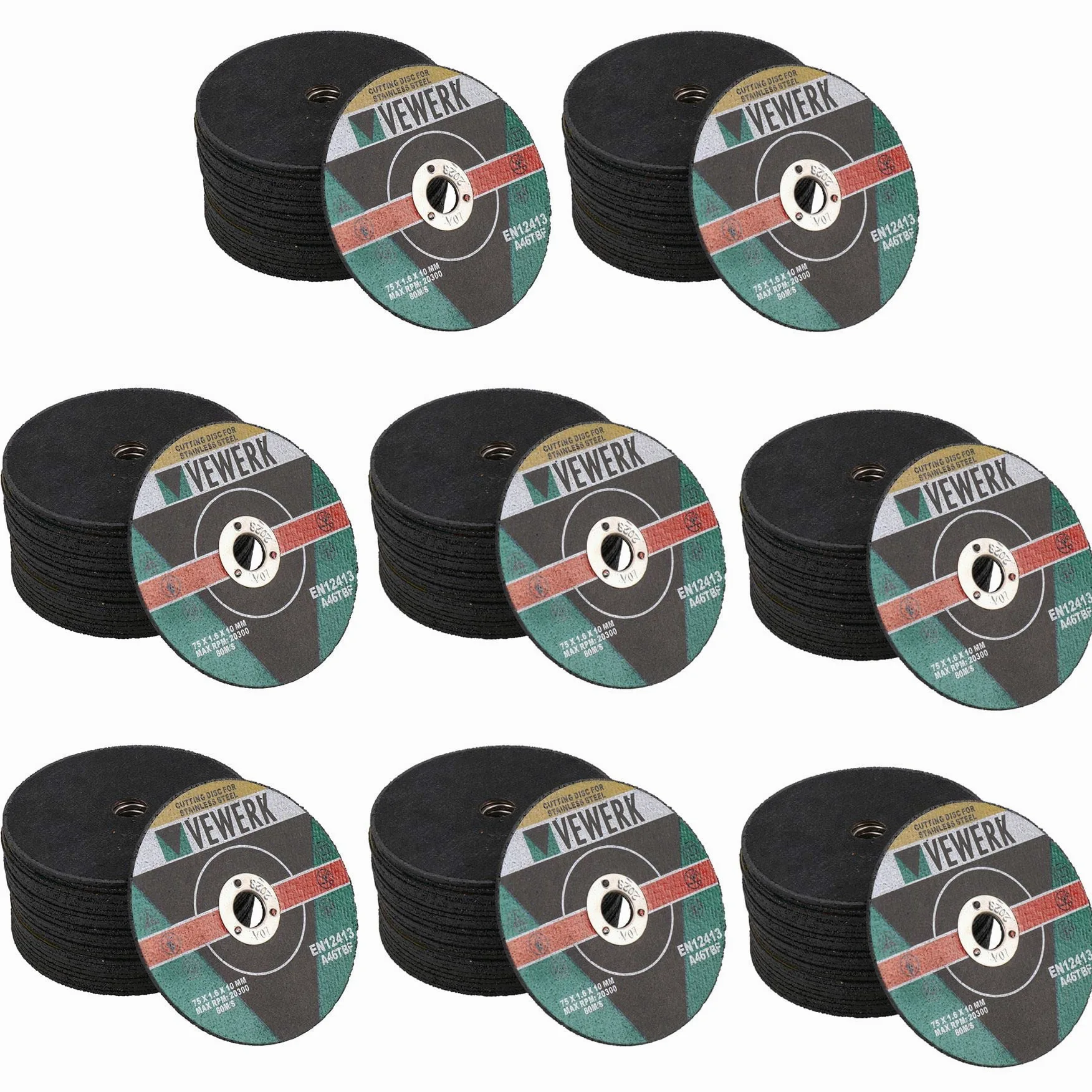 Discos de corte de acero inoxidable de 75 mm para herramienta de corte de aire de 1,6 mm, paquete de 200