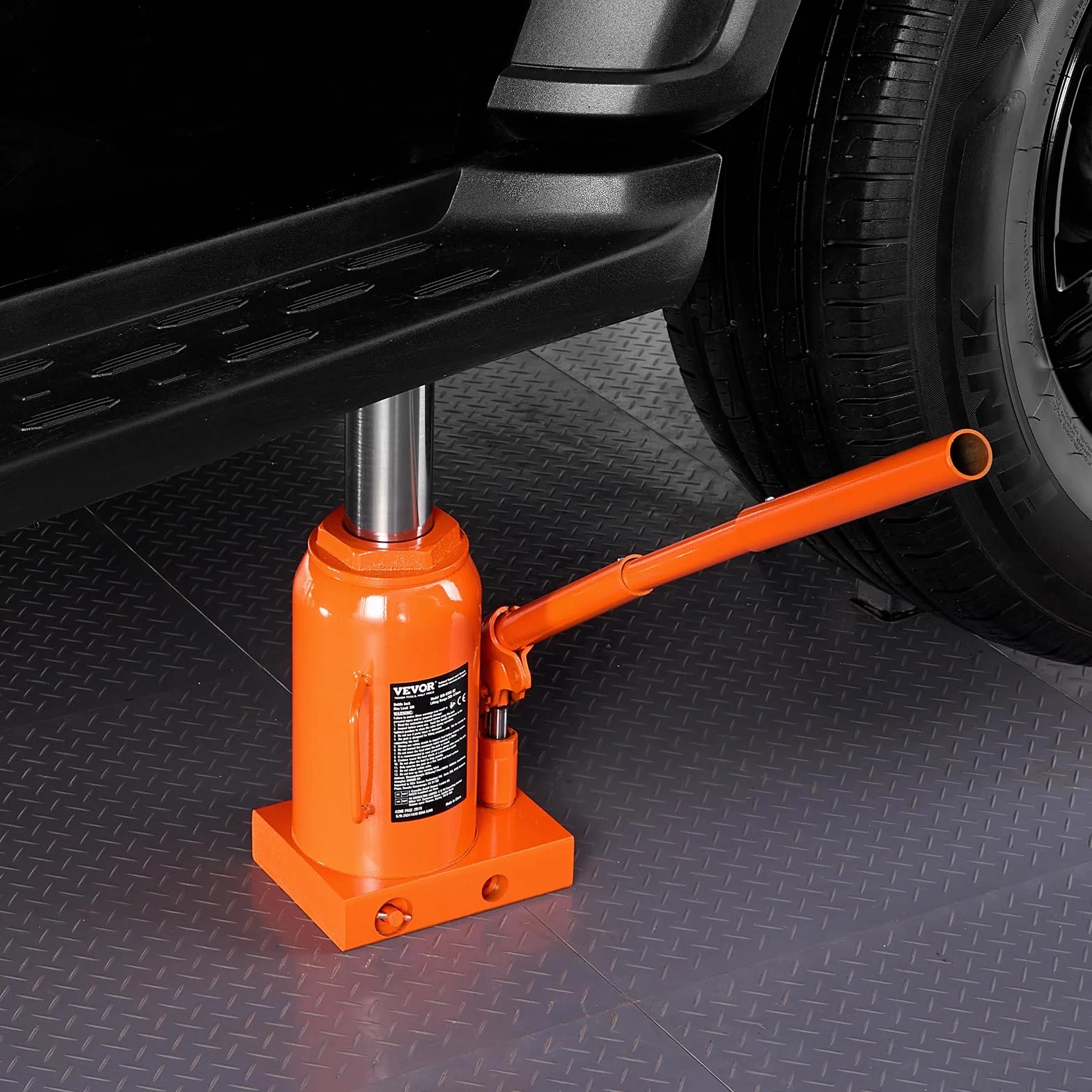 VEVOR Gato Hidráulico de Botella 30 T Manual Rango Elevación 285-475 mm Mango Largo 3 Secciones
