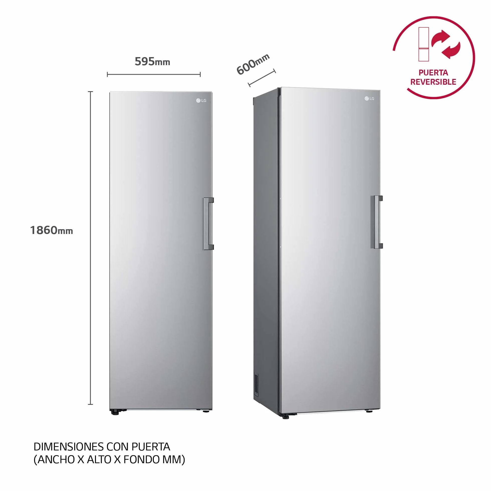LG Congelador No Frost Total 355 L 186 cm Vertical Smart Inverter Inox