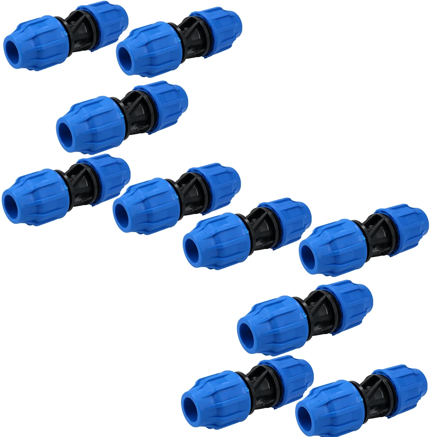 20 x 20 mm MDPE Conector de acoplamiento de compresión de tubo recto 10 unidades