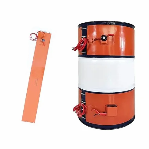 Genérico Calentador eléctrico Industrial de bidones con Cinta calefactora de Silicona para bidones de Aceite, Cubos, anticongelante, protección Ajustable, Calentador Industrial de Caucho de Silicona