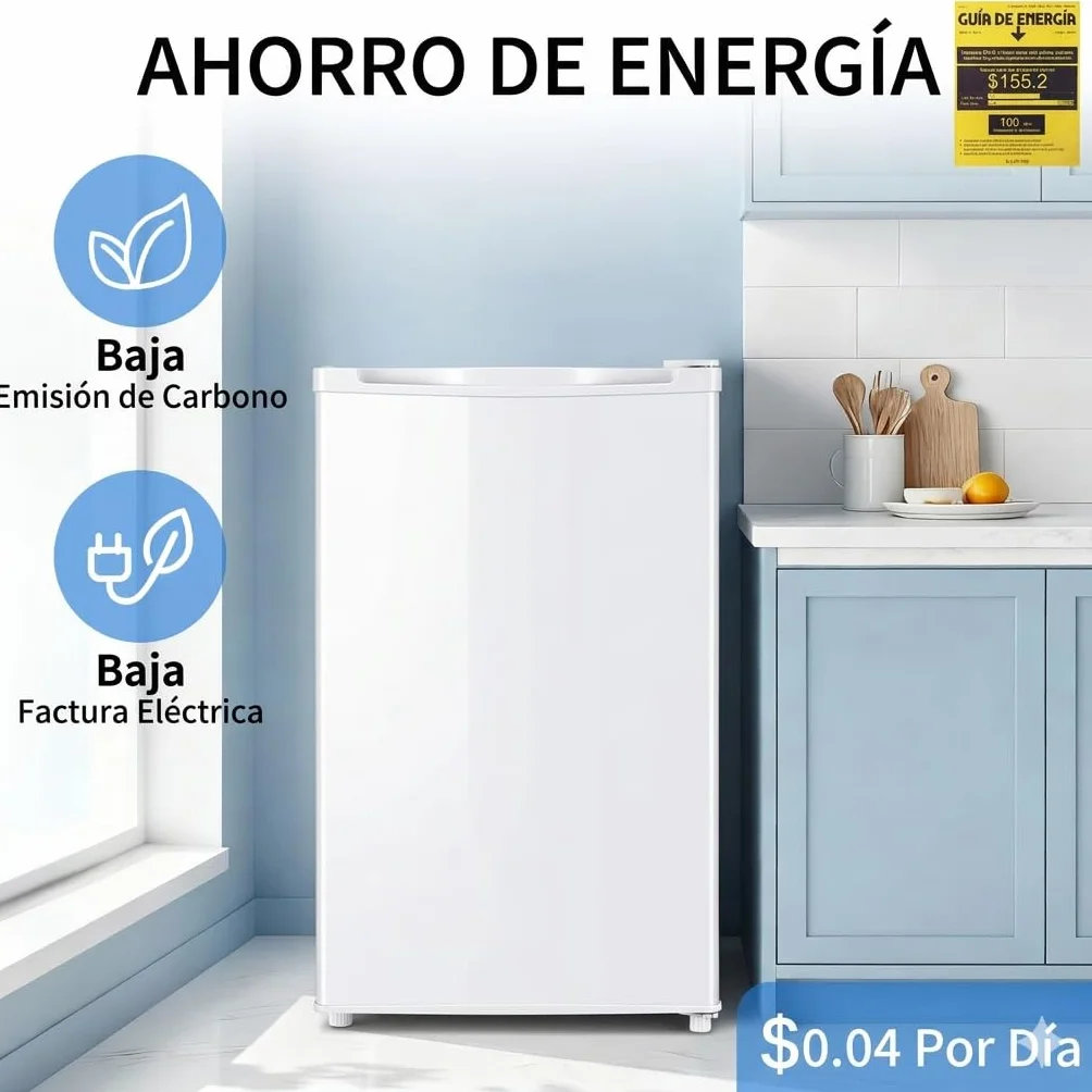Mini Frigorífico 91L, Frigorífico pequeño una puerta, termostato ajustable, bajo ruido, blanco