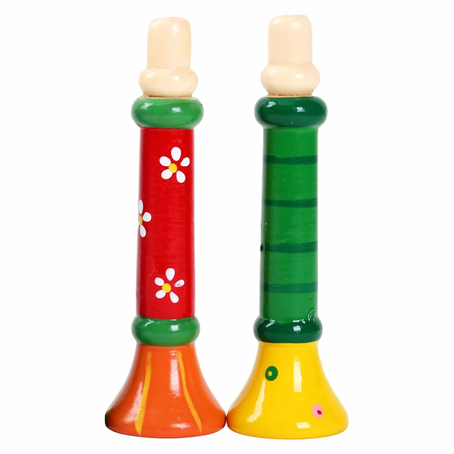 Trompeta de juguete de madera para niños pequeños 2 piezas instrumento musical de simulación