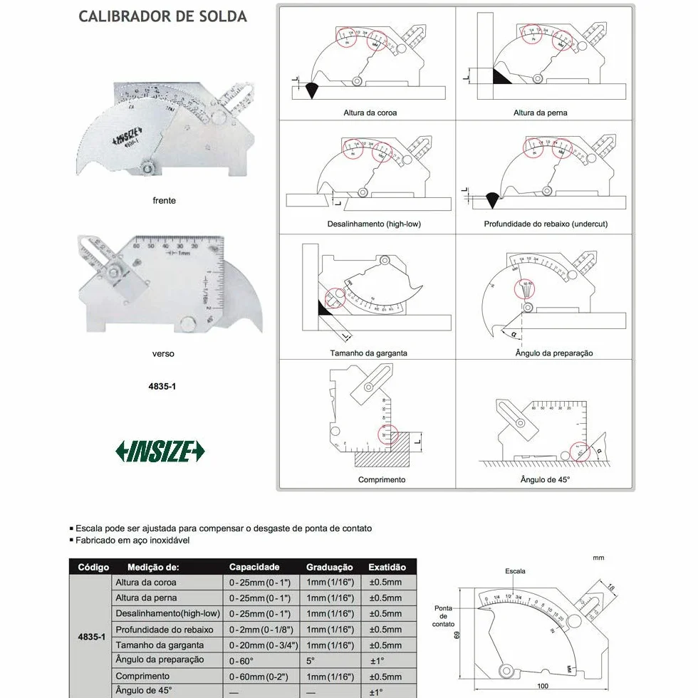 Insize 4835 – 1 soldadura Gage