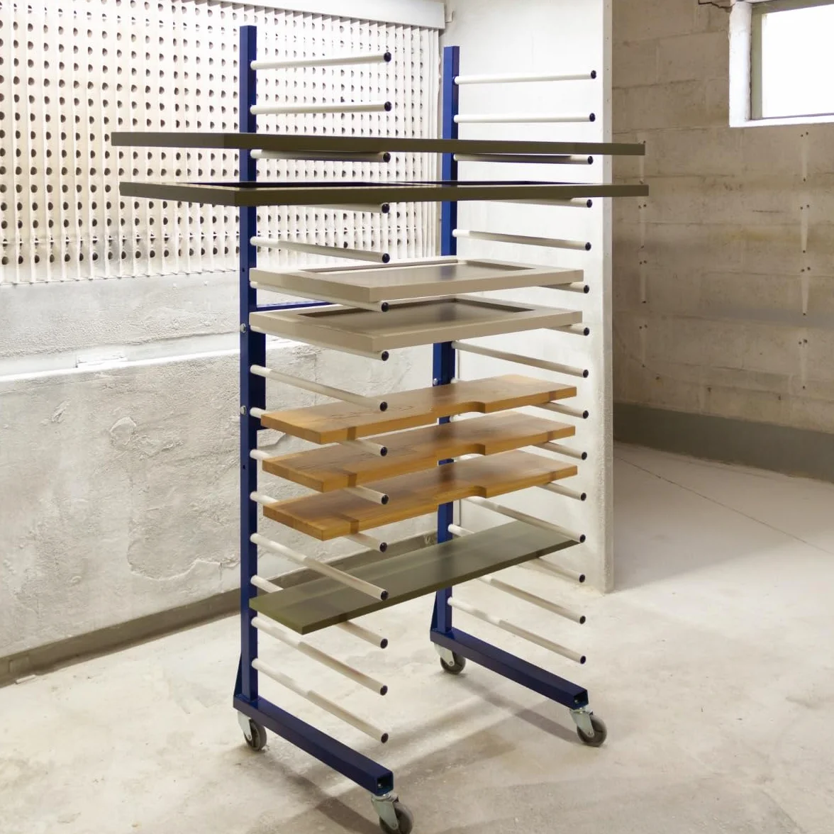 Carro Móvil Acoplable de Secado de Pintura | 15 Niveles | 375kg de Capacidad Total (25kg x Nivel) | 182cm Alto x 35/65 Ancho (Ajustable) x 59 (Profundidad) | 4 Ruedas de 360 Grados | Ideal Taller