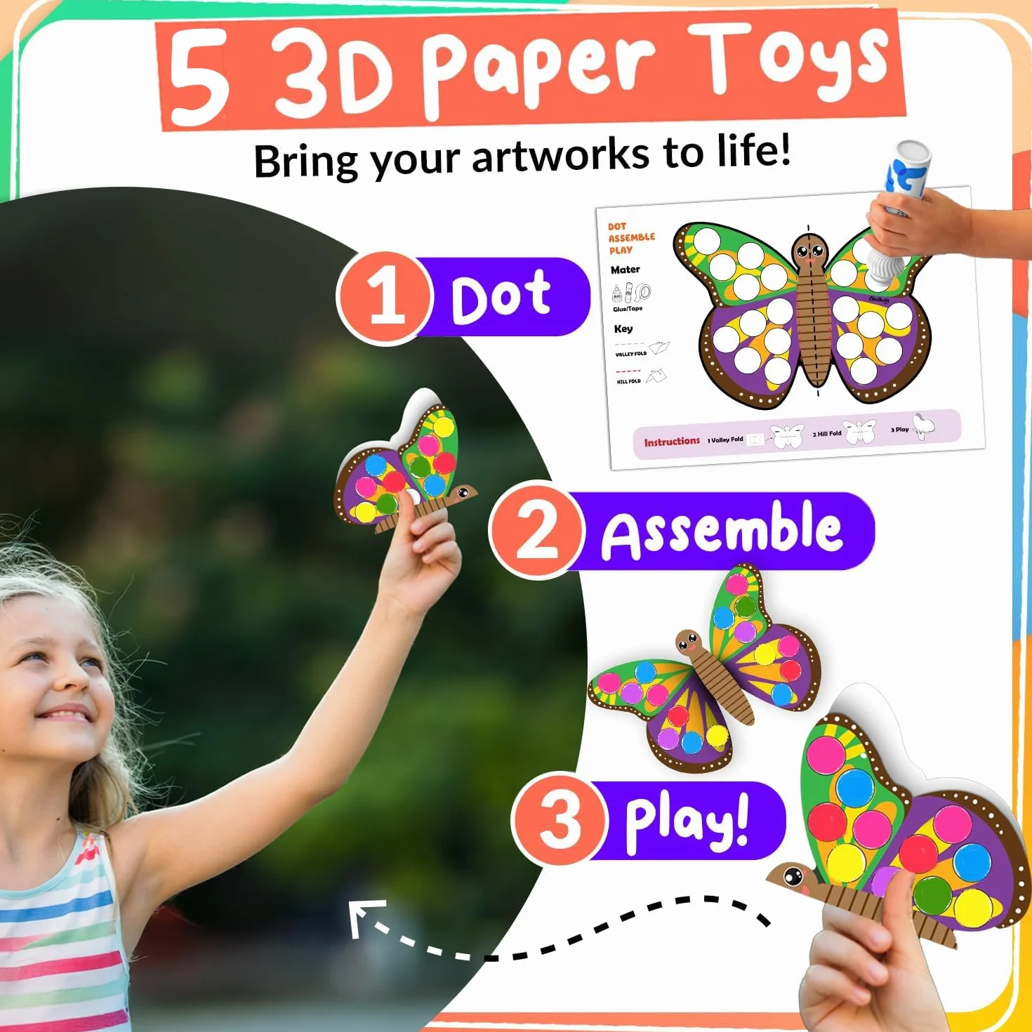 Chalkola 8 Rotuladores de Punto Lavables para Niños Pequeños – No Tóxicos, Sellos de Bingo, Marcadores de Punto con Libro de Actividades