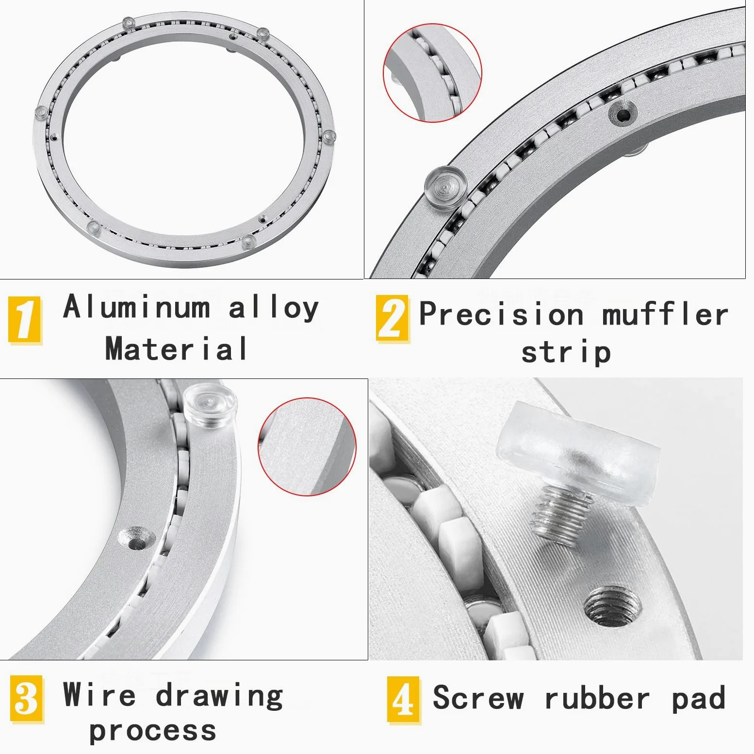 Lazy Susan - Rodamiento de mesa de base resistente - Soporte de base para tocadiscos - Soporte de base de rodamiento de bolas, rodamiento para soporte de mesa de comedor de cocina