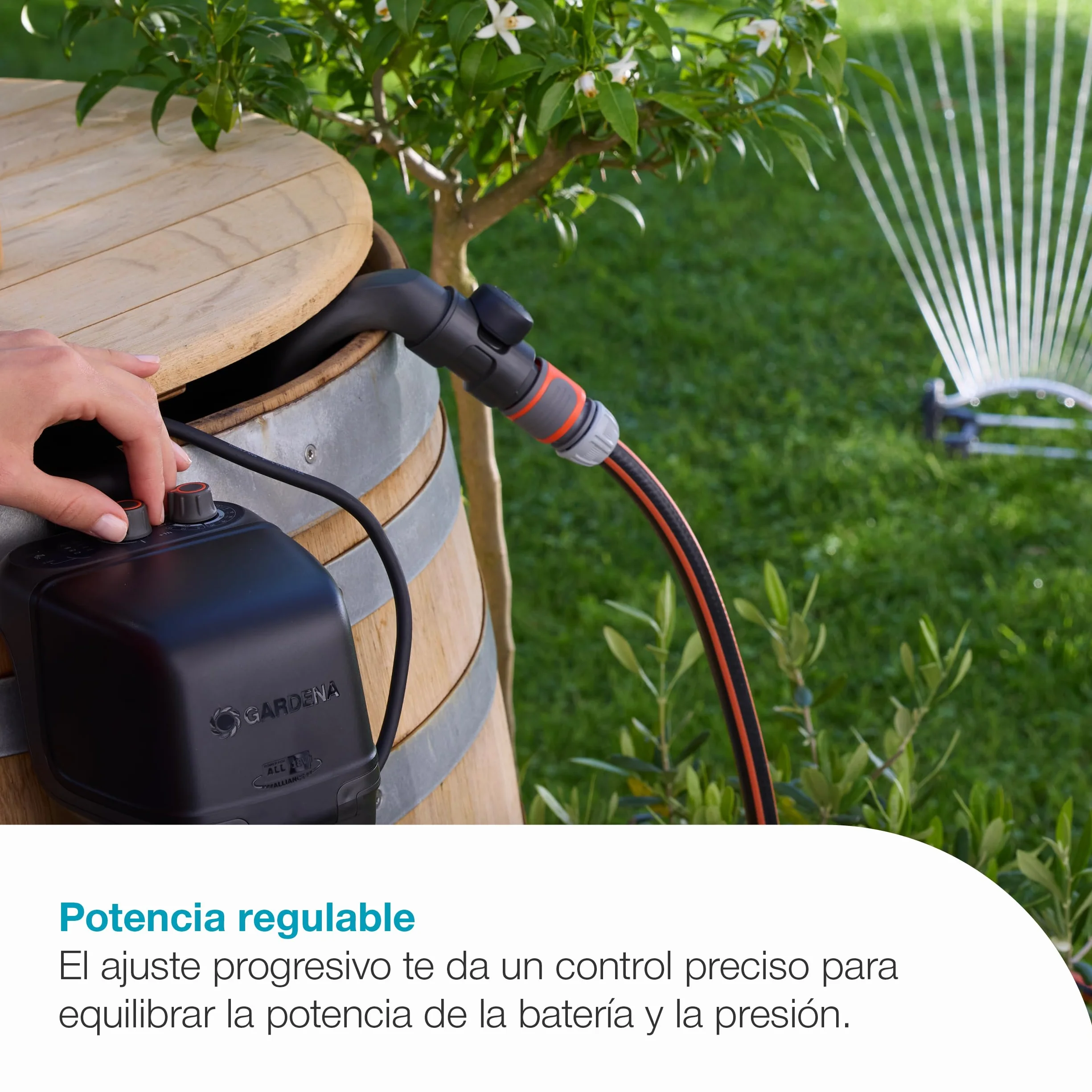 Gardena Bomba para depósitos de aguas de lluvia con batería 2400 Comfort Automatic 18V Solo: Bomba automática de agua, Control de riego programado, Función temporizadora, Presión constante (14605-55)