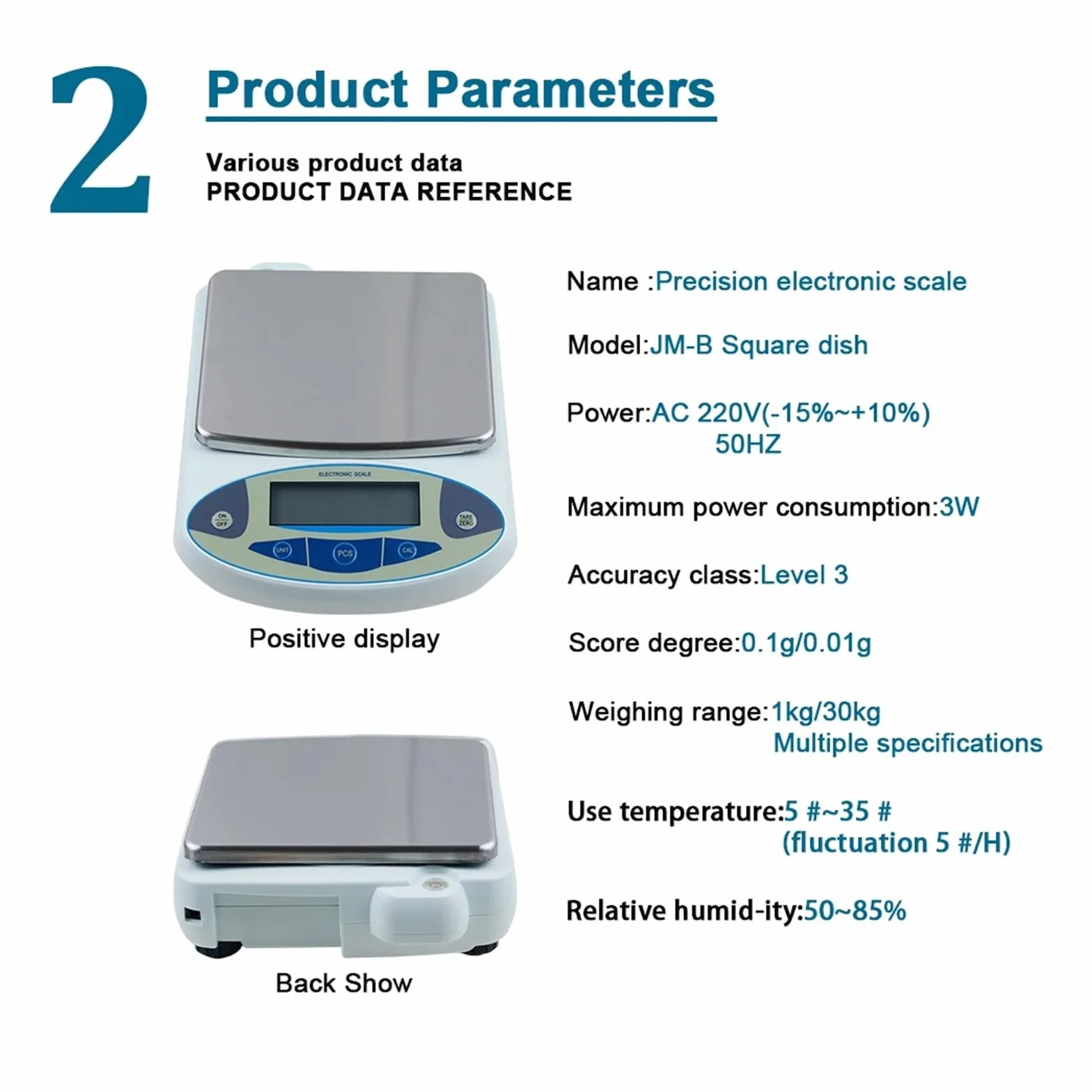 Balanza electrónica digital de alta precisión for laboratorio, joyería, cocina, industrial, 3000/5000 g/30 kg, 0,01 g/0,1 g Para principiantes en bricolaje(30kg 0.1g)