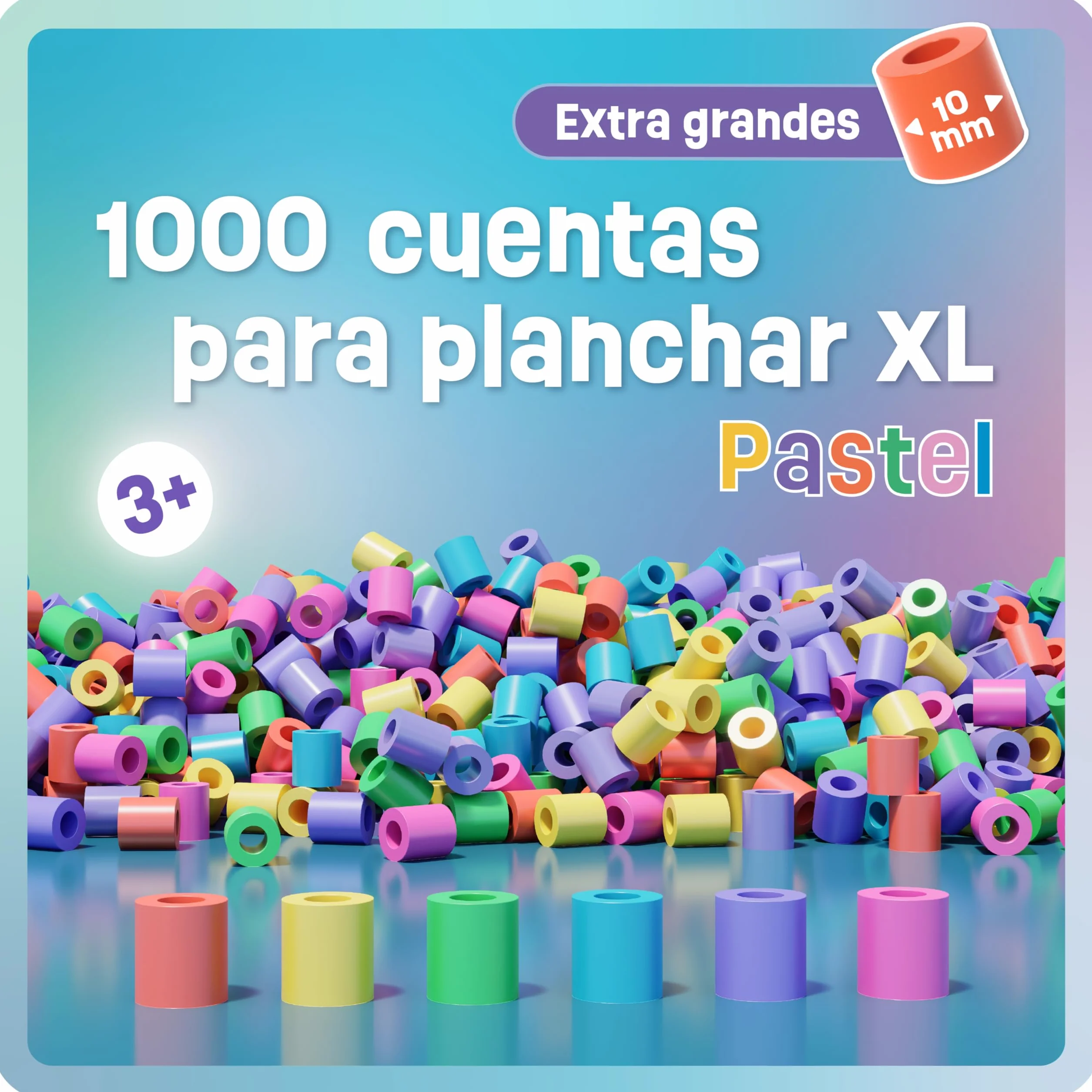Smowo 1000 Perlas Grandes 10 mm 6 Colores Pastel Juego Creativo