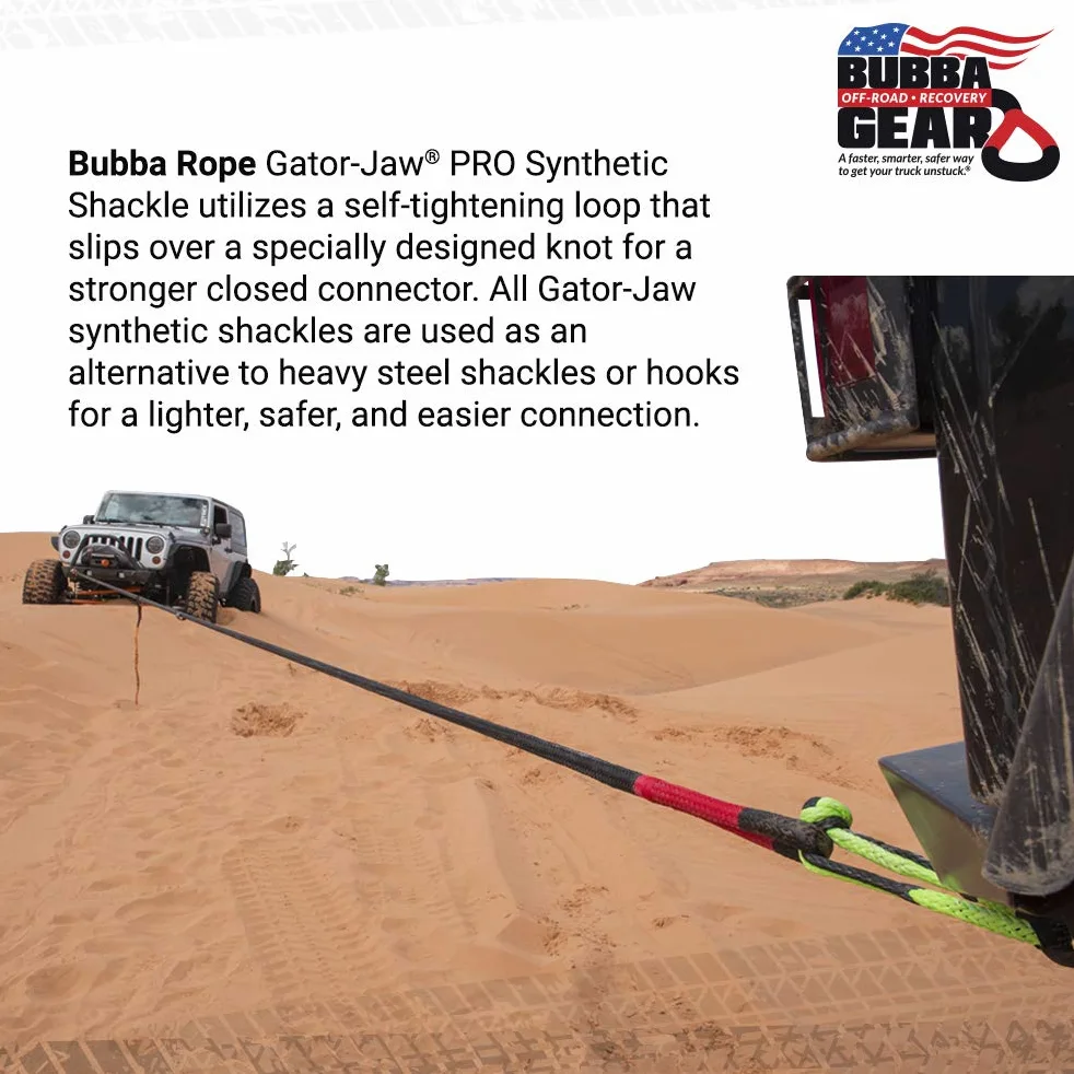 Bubba 176745PRO Gator-Jaw - Grillete sintético Suave (52,300 LB de Fuerza de Rotura), Color Rojo y Negro