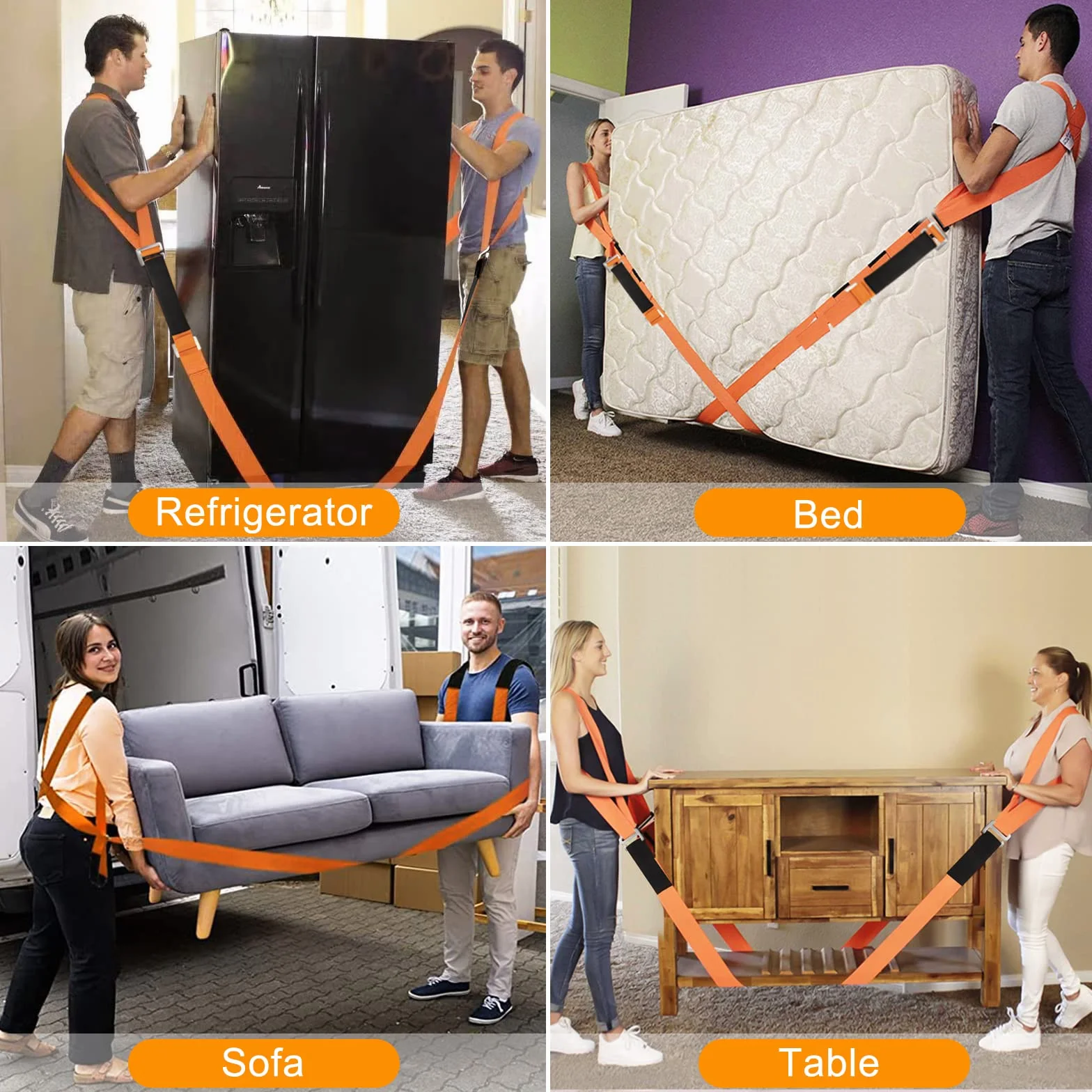 Correas para Levantar Muebles 2 Personas Elevación Movimiento Transporte hasta 300 kg