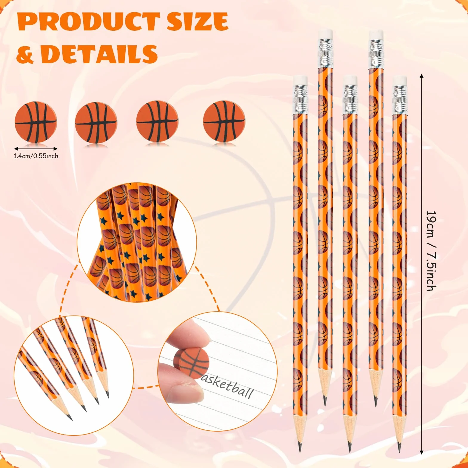 Baloncesto Fiesta Regalos 48Pcs Set Material Escolar Deportes Cumpleaños Niños con Lápices Gomas