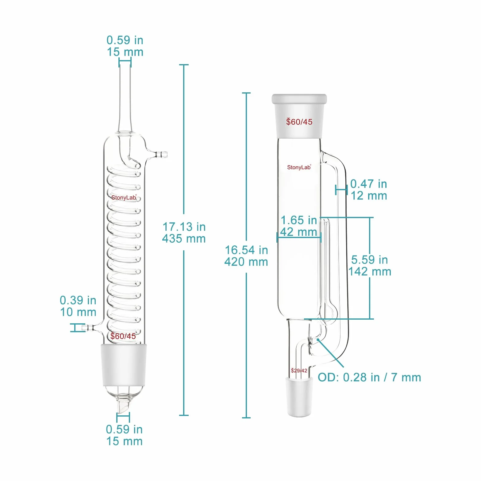 stonylab Kit de Extracción Soxhlet con Extractor Soxhlet de Vidrio de Borosilicato 60/45, Condensador Graham y Dos Matraces de Fondo Plano 29/42 de 1000 ml para Uso en Laboratorio