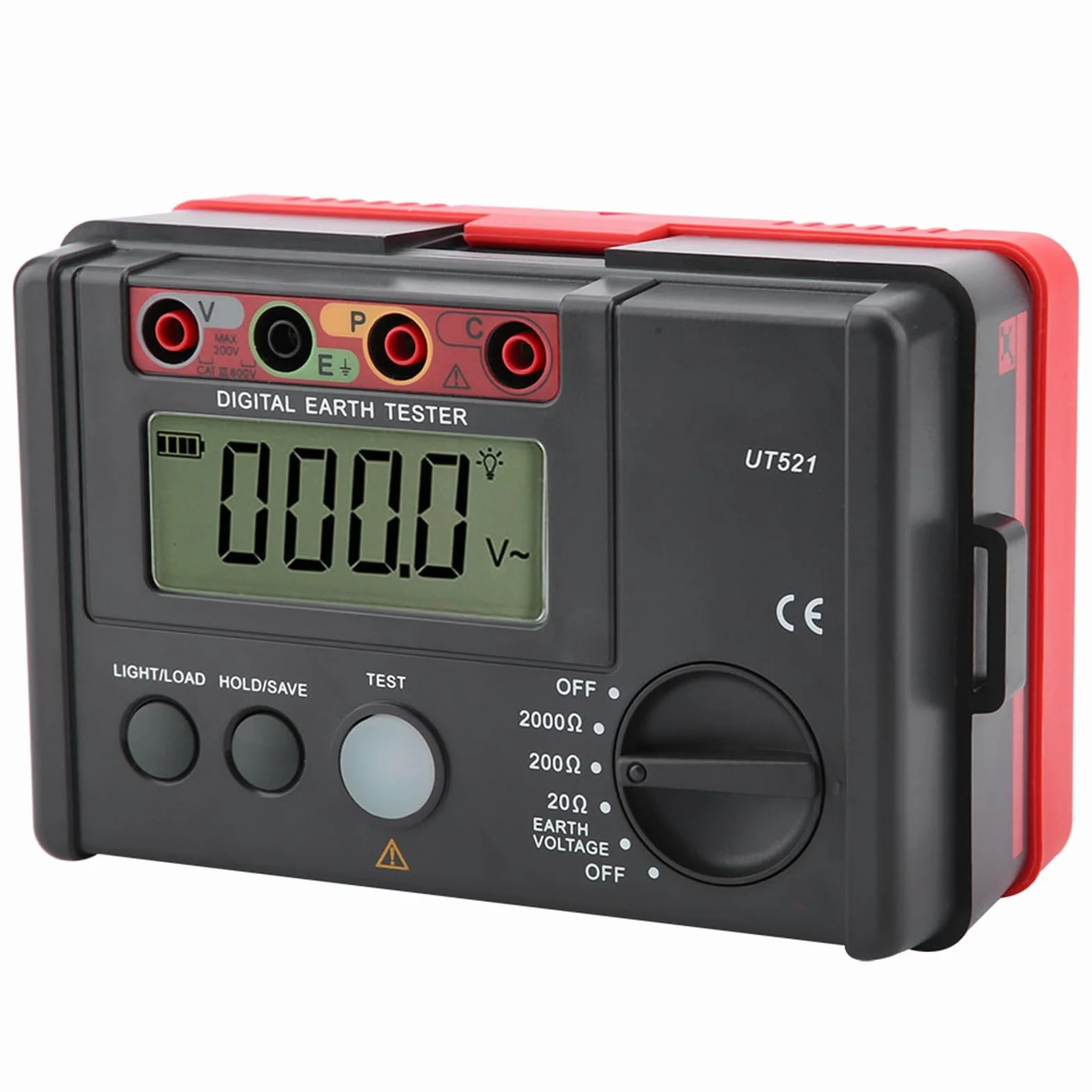 Aislador de tierra física UT521 Medidor de tierra digital Medidor de resistencia de tierra física Equipo Ohmiómetro con estuche de almacenamiento, 50Hz / 60Hz