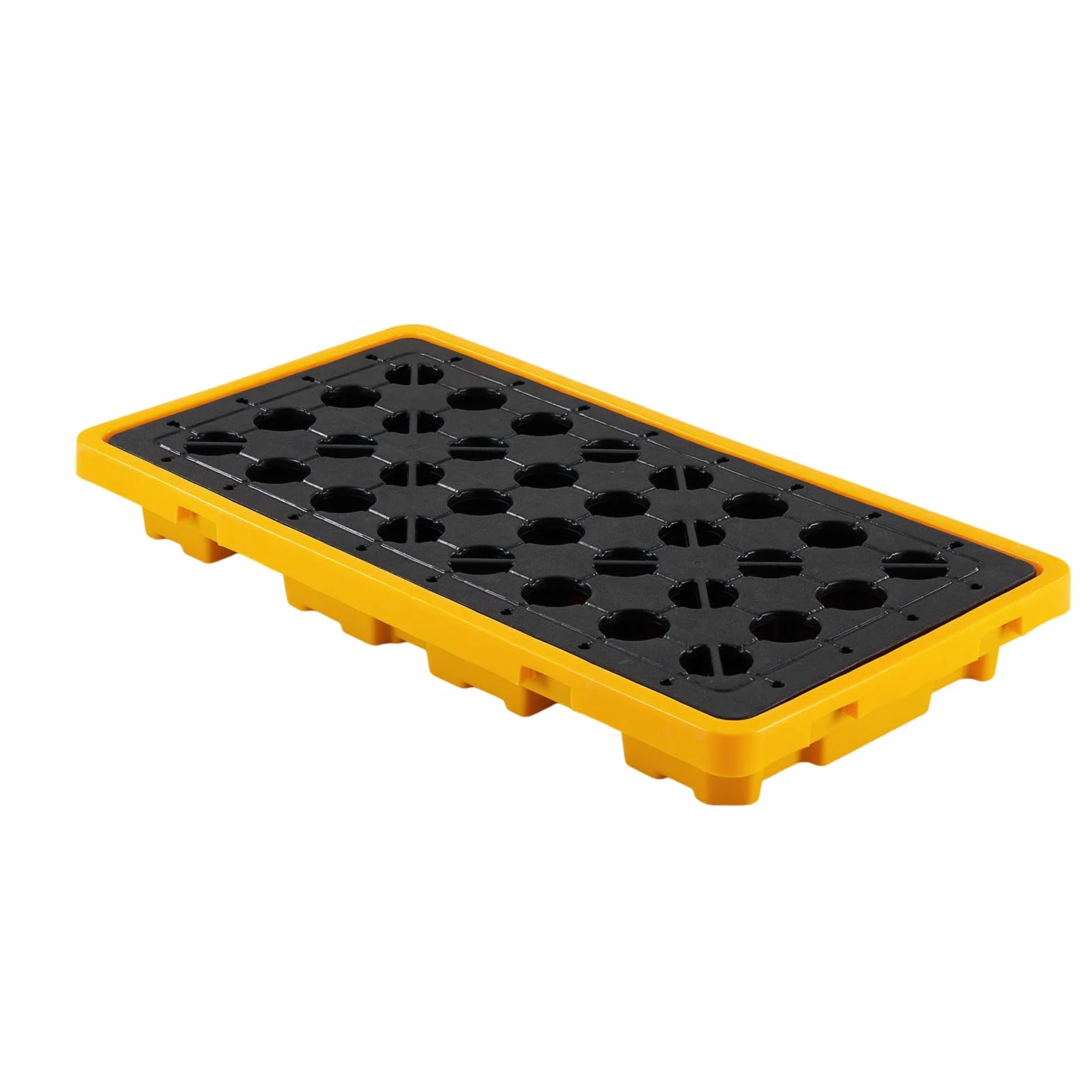 VEVOR Palet de Contención de Derrames para 2 Bidones, Capacidad de Carga 2000 kg, de Depósito de 79,5 L, Bandeja Antiderrames de HDPE con Drenaje, Apilable, Uso Industrial y Almacenamiento de Líquidos