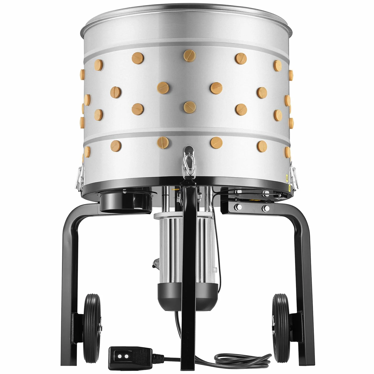 VEVOR Máquina Desplumadora de Pollos Eléctrica 900 W 230 RPM, Desplumador de Plumas Tambor de 50 cm de Acero Inoxidable con 98 Dedos Suaves y Ruedas de Transporte para Procesar 2 Pollitos a la Vez