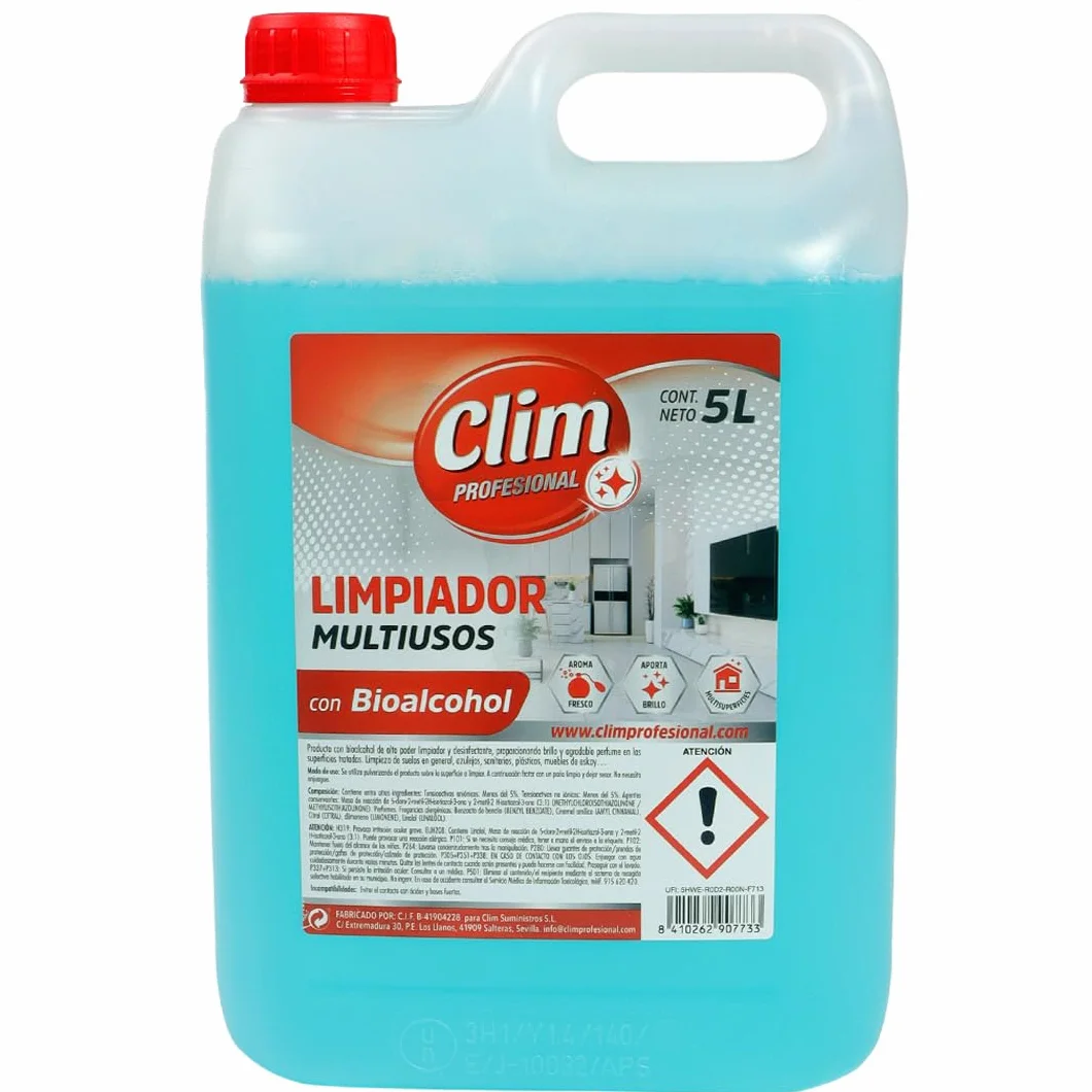 Clim Profesional Limpiador Multiusos Bioalcohol 5L Caja 3 Garrafas