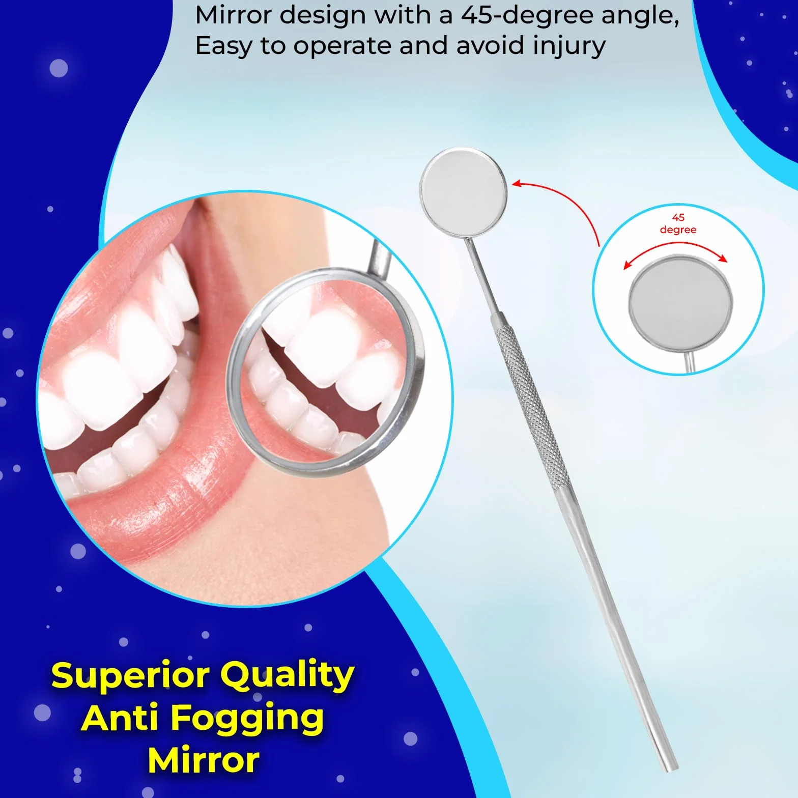 Espejo dental de acero inoxidable para dentista limpieza e higiene bucal