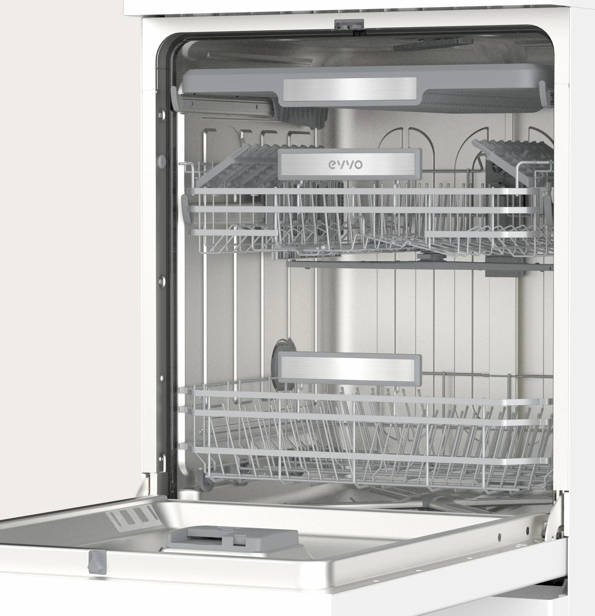 Lavavajillas EVVO D5Y, 16 cubiertos, Clase B, 45 dB ultra silencioso, 8 programas (Extra Silent, Extra Hygiene, Turbo), Inicio diferido, Energy Save, Secado Extra, libre instalación 60 cm