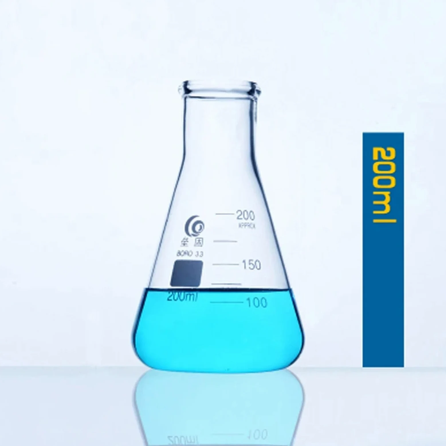 1 Juego de matraz de Vidrio cónico, matraz Erlenmeyer de Vidrio de borosilicato, Botella Triangular, Laboratorio de Resistencia
