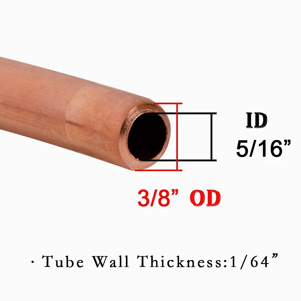 Quickun Tubo de cobre 5/16-3/8 ID Tubería redonda sin costura