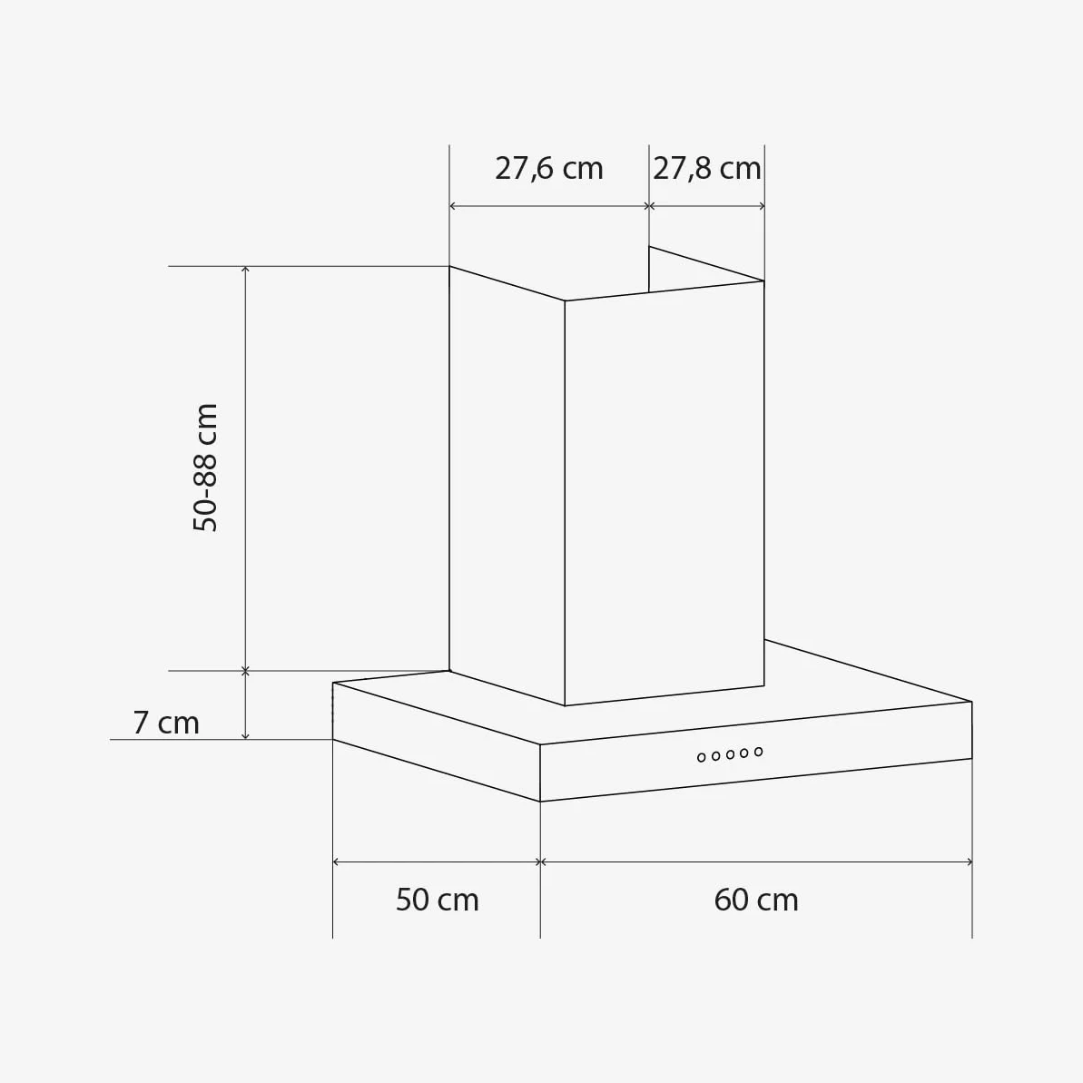 UNIVERSALBLUE Campana Extractora Decorativa 60 cm | Extractor Aire Eléctrico Cocina Cristal Negro Acero Inoxidable | 650 m³/h | Clase A | Filtro Carbono