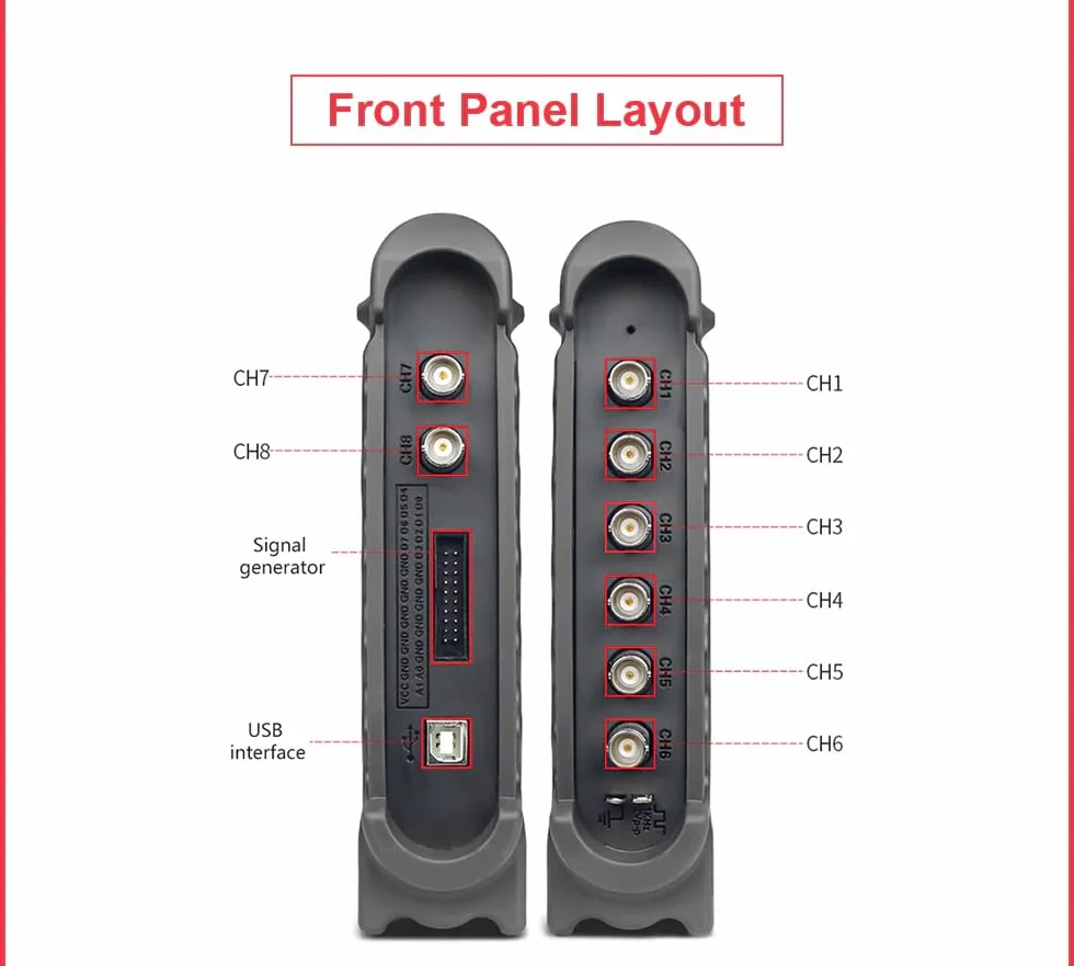 Hantek 1008C 8CH PC USB de diagnóstico automotriz DAQ programa multifunción generador osciloscopio