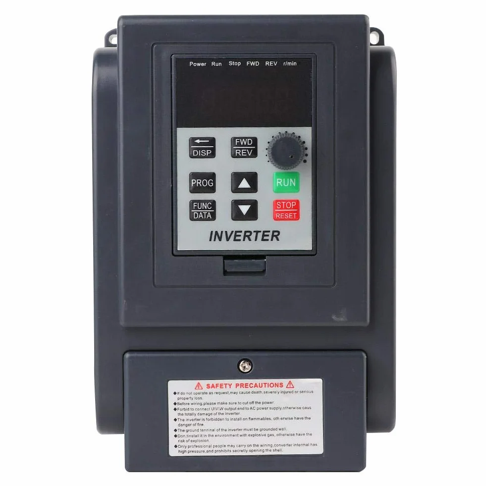 Variador de Frecuencia, Vfd AC 1.5Kw, 220V Entrada 380V Salida, Convertidor de Frecuencia Monofasico a Trifasico, Control PWM, Alto Par, Alta Precisión, Bajo Ruido