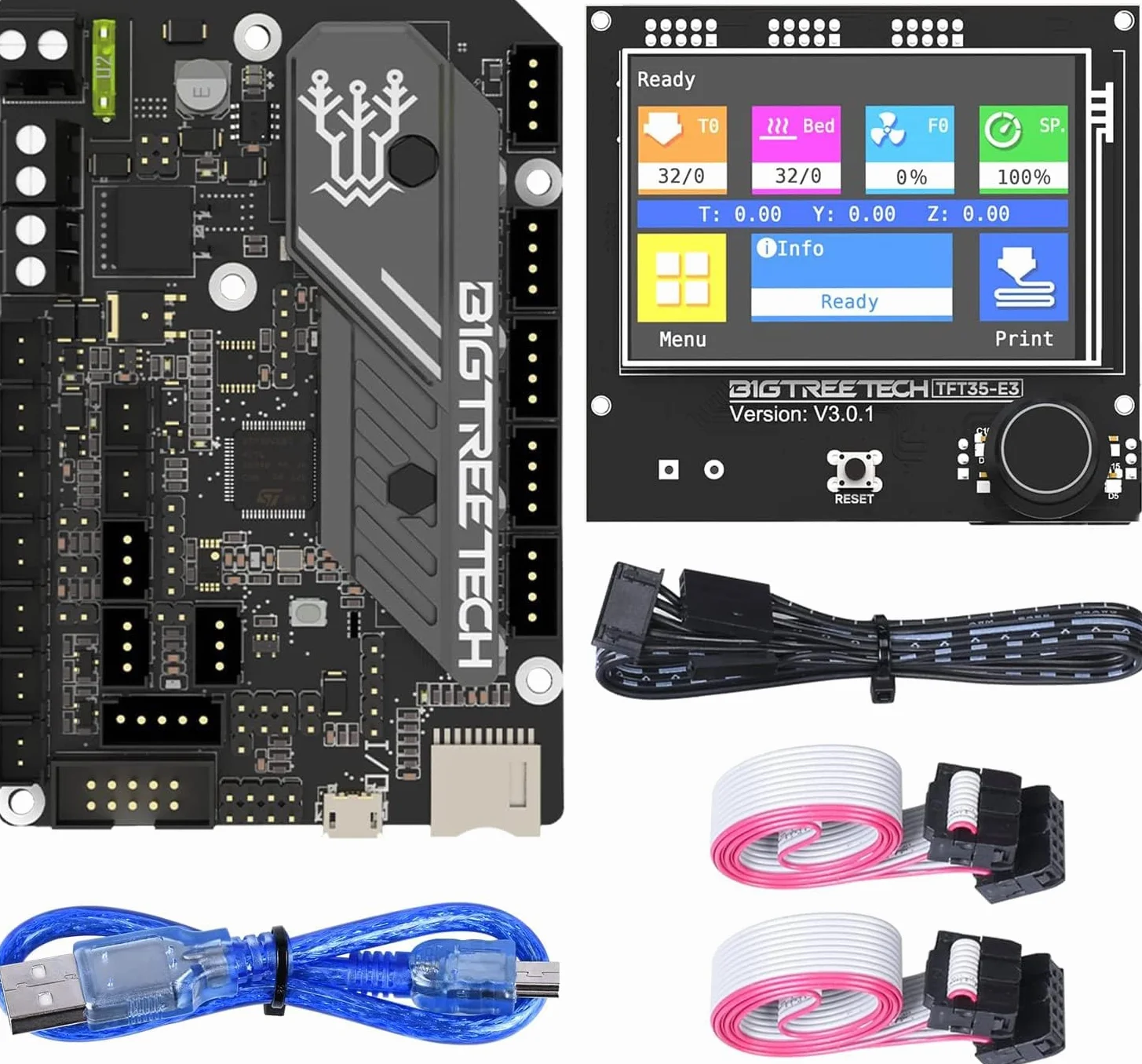 BIGTREETECH SKR Mini E3 V3.0 placa de control + TFT35 E3 V3.0.1, placa silenciosa de 32 bits integrada con controlador paso a paso TMC2209 UART compatible con impresora 3D Ender 3/5 Ender 3 Pro/V2
